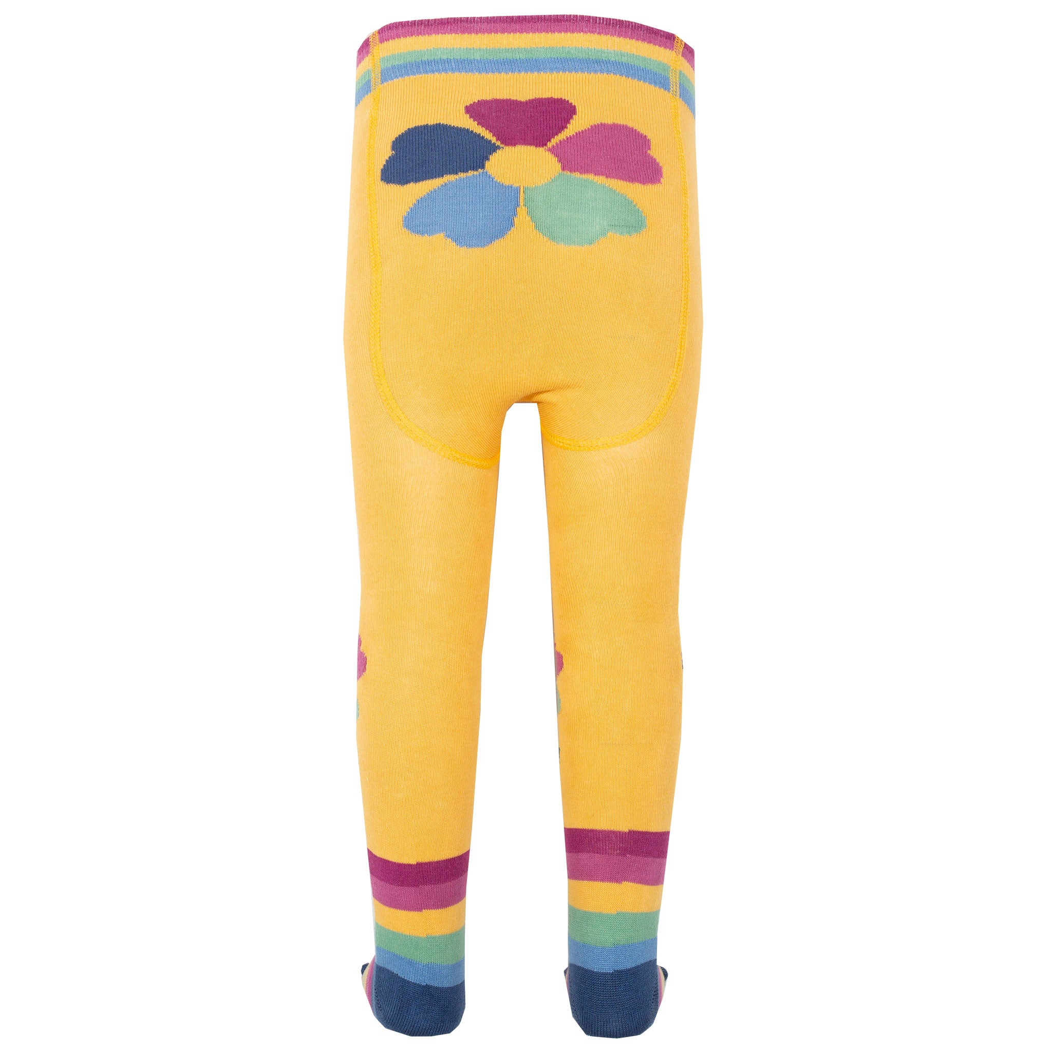 Kite Clothing Girls Rainbow Flower Tights - Yellow Cotton - Size 0-6M