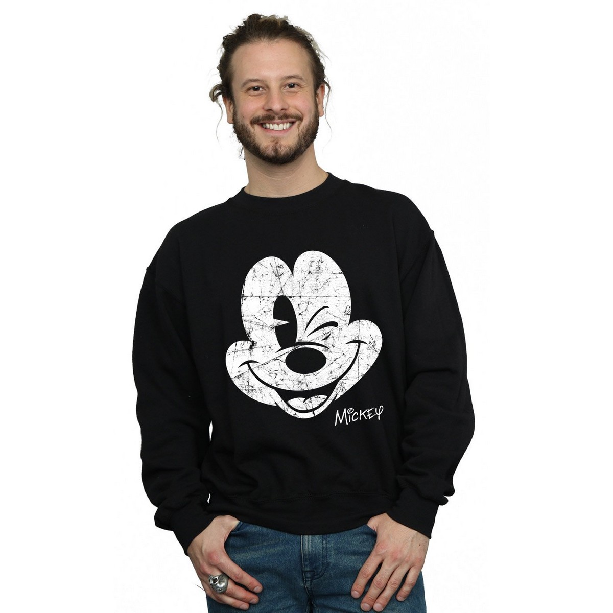 Disney Mens Mickey Mouse Face Sweatshirt (Black) herr – bild 2