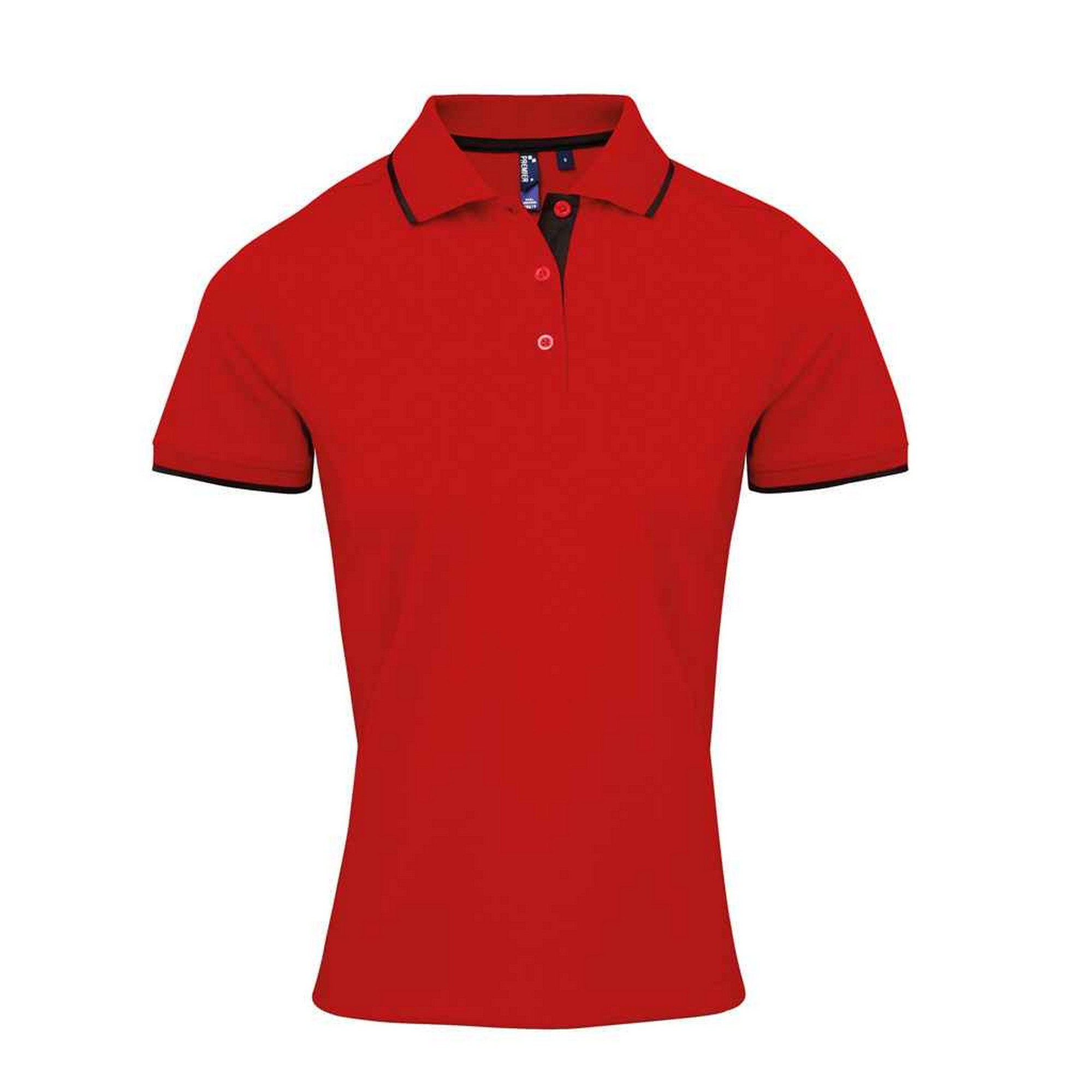 Thumbnail - Premier - "Coolchecker" Poloshirt für Damen (Rot/Schwarz)