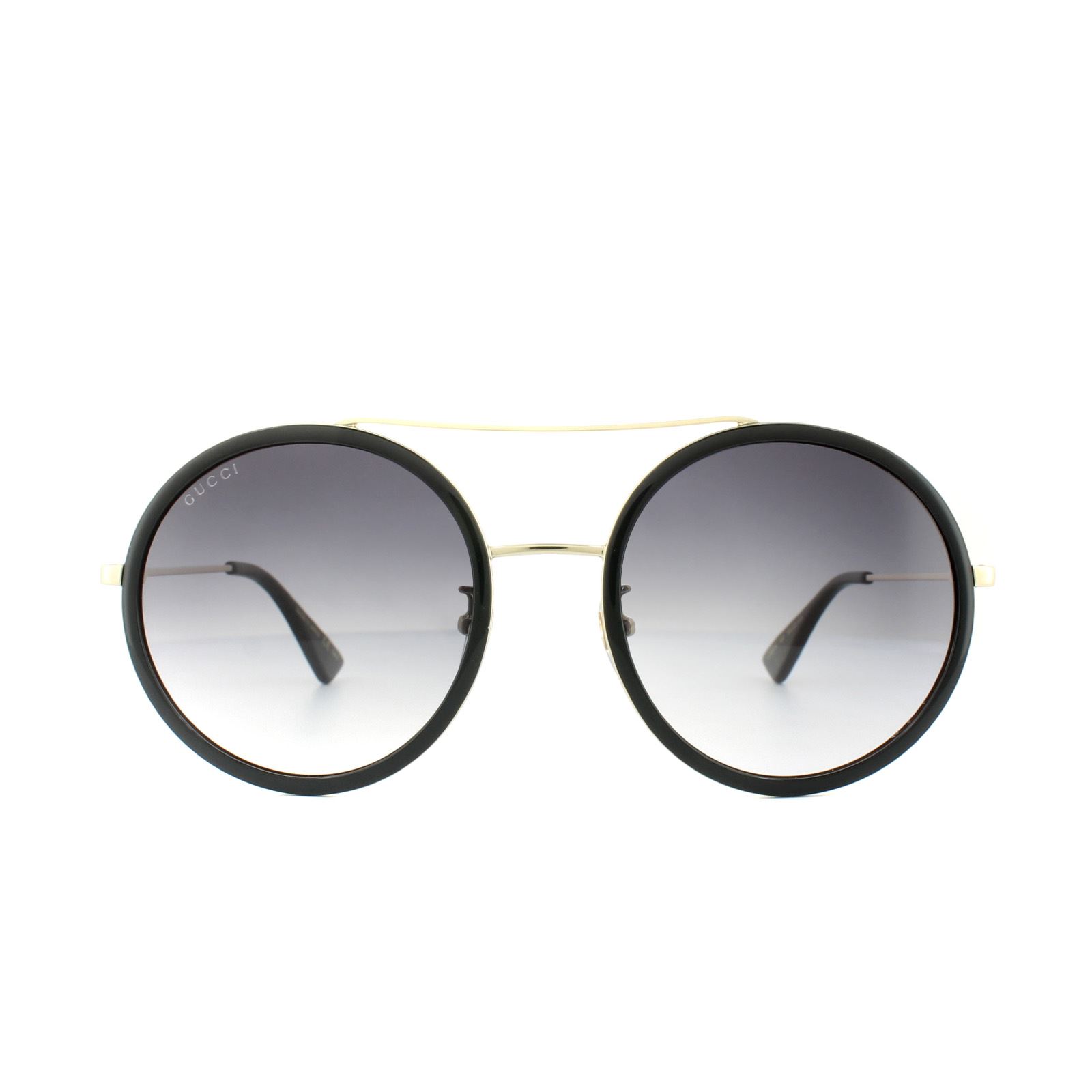 Gucci Womens Sunglasses GG0061S 001 Black Gold Grey Gradient Metal - One Size