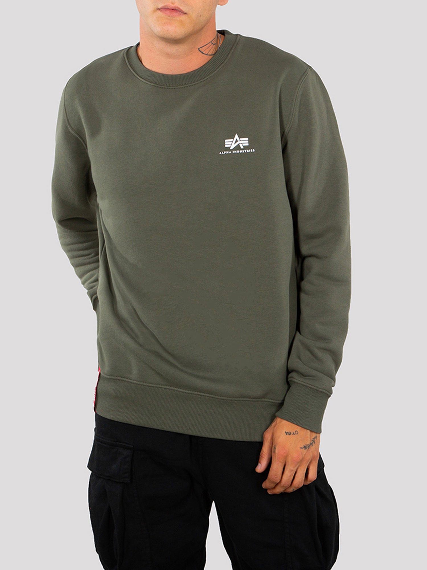 Thumbnail - Alpha Industries Basic Sweater Small Logo Dark Olive