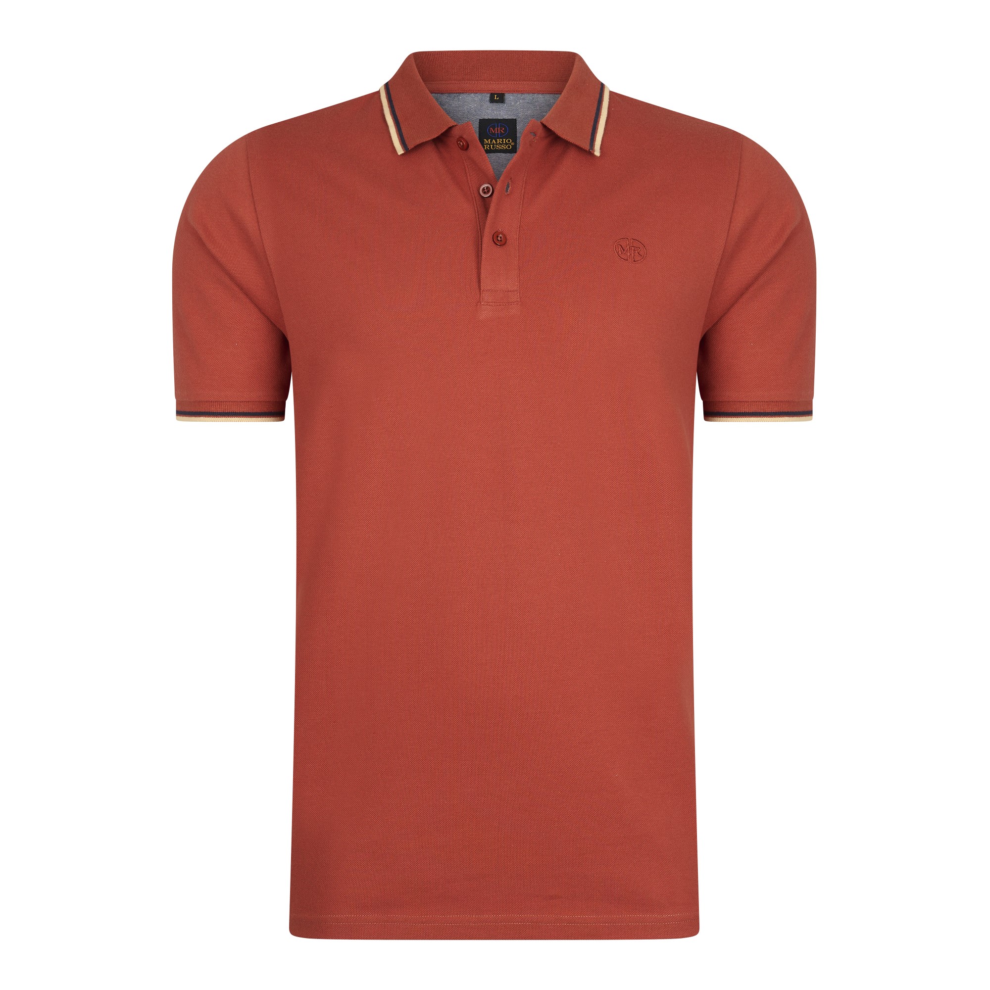 Thumbnail - Tipped Polo Edward von Mario Russo in der farbe Orange und in größe 3XL.