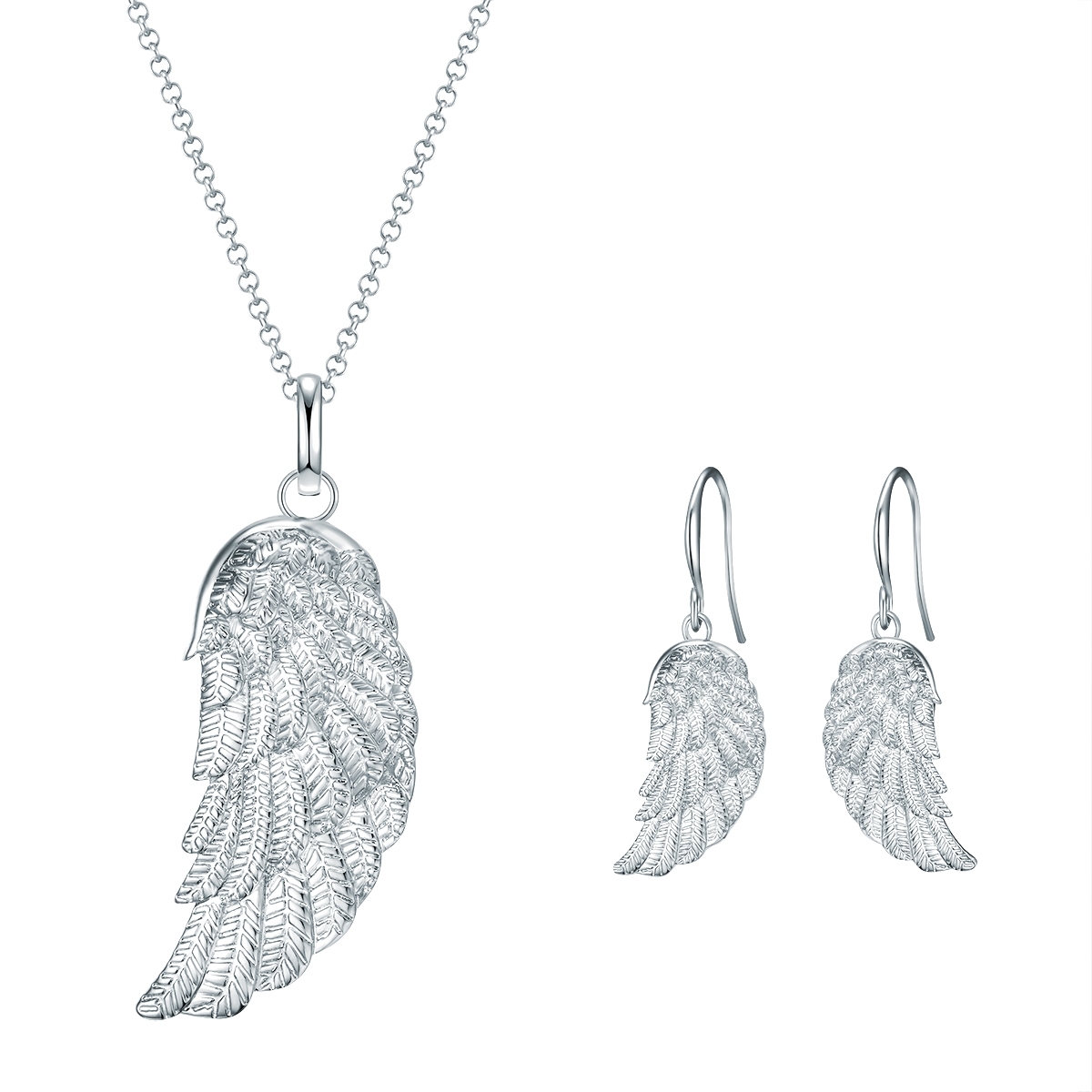 Rafaela Donata Womens Female Brass Set (Necklace + Earring) - Silver - One Size