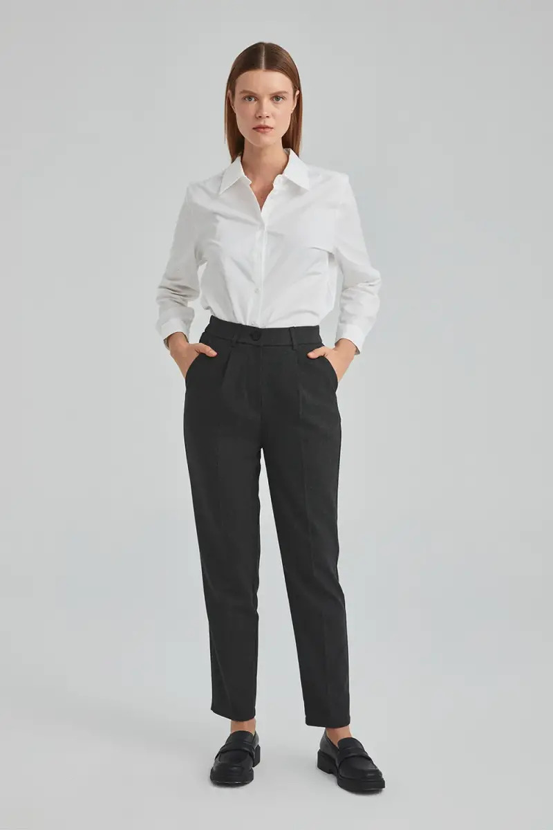 Gusto Womens High-Waist Trousers in Grey - Size X-Small