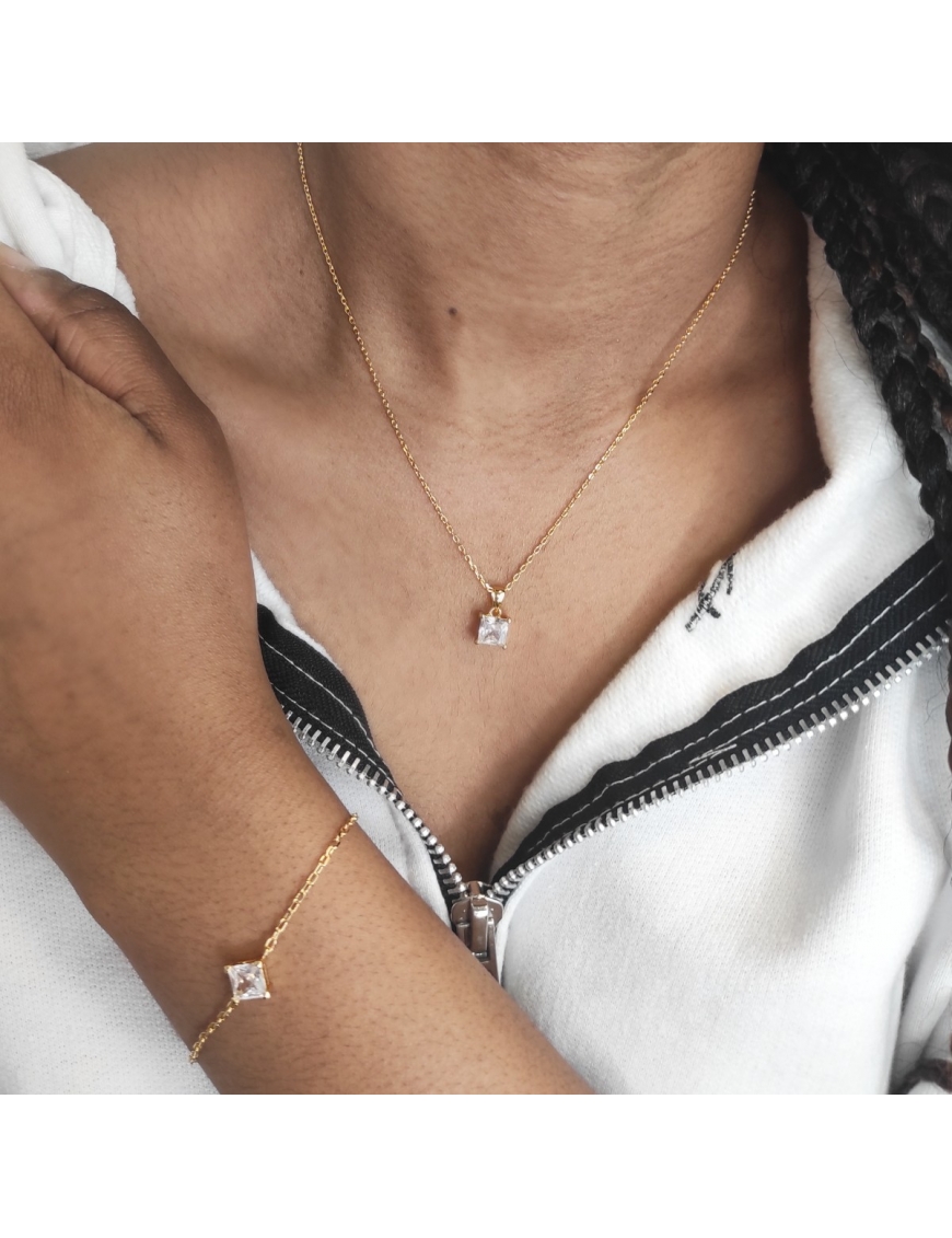MYC Paris Simple Square Calle Set guld och kristall halsband dam – bild 2