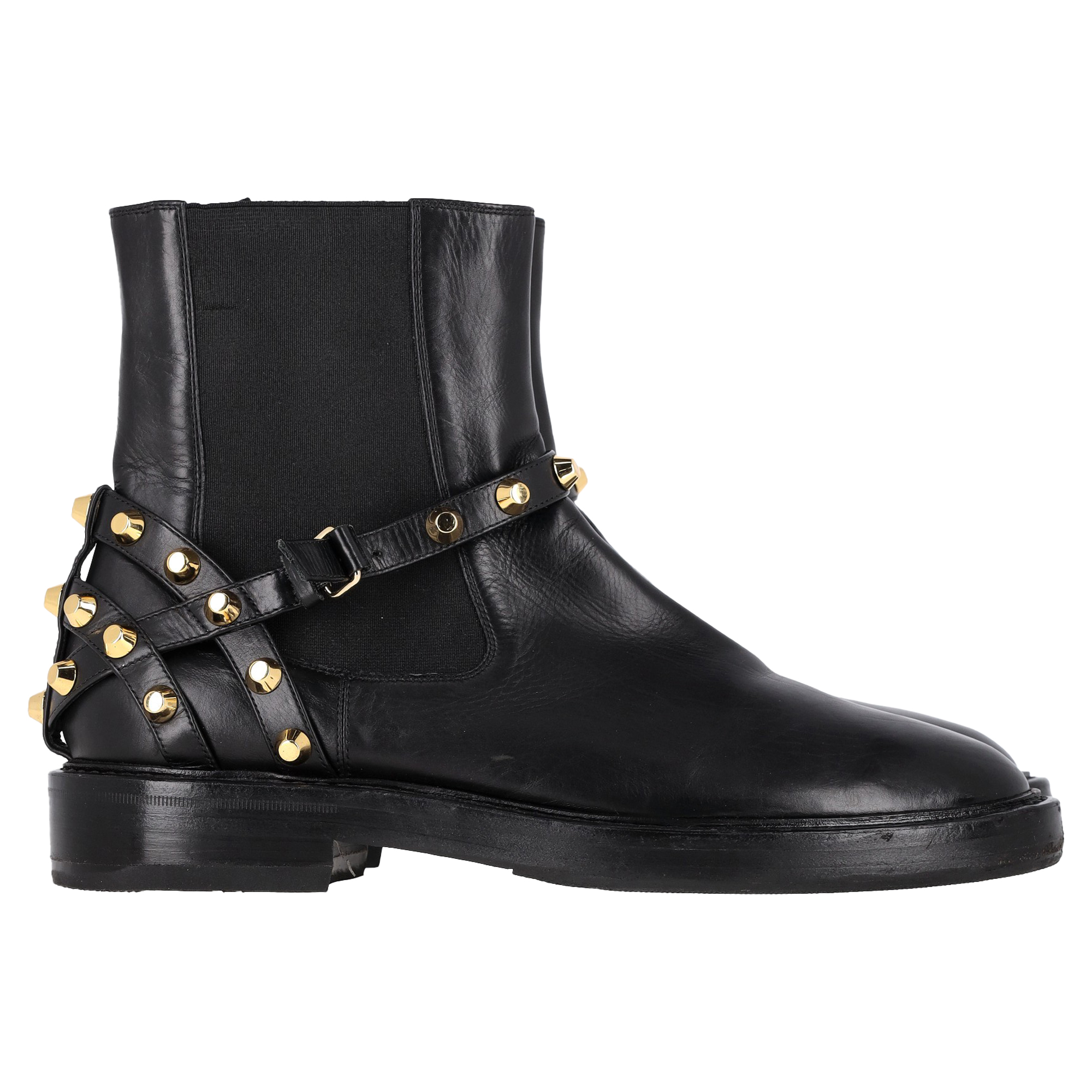 Balenciaga Pre-owned Womens Studded Biker Ankle Boots in Black Leather – Size EU 41