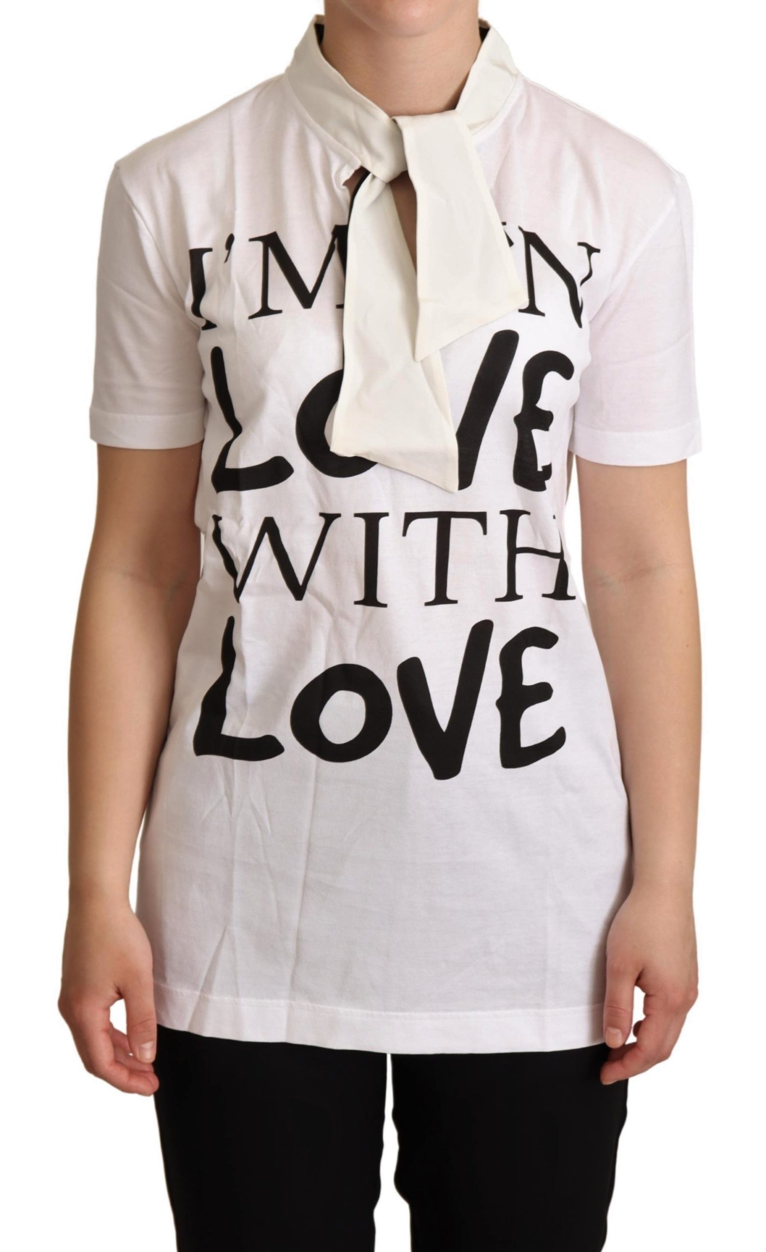 Thumbnail - Dolce & Gabbana Damen Weißes Baumwollseiden I'm In Love T-Shirt