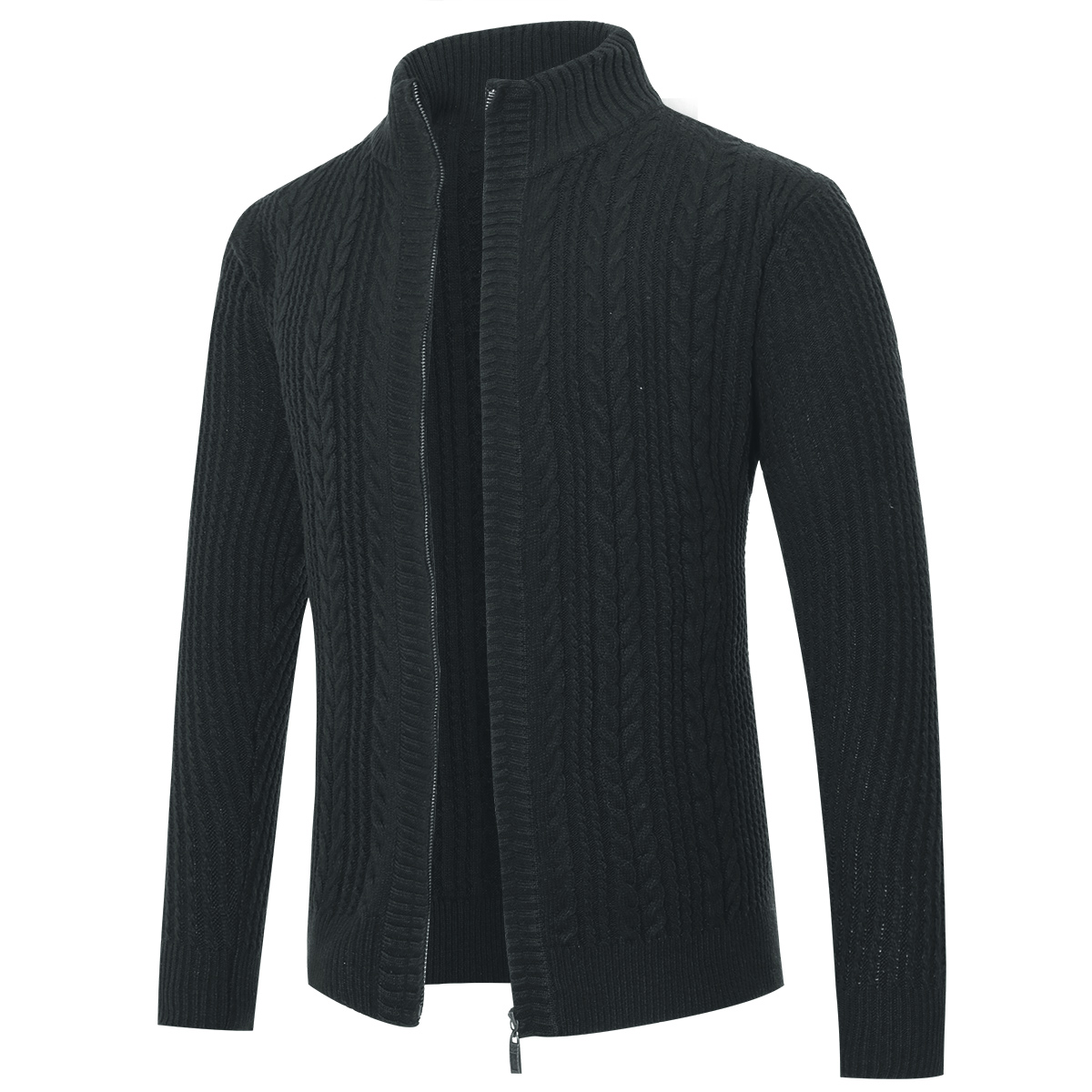 Allthemen Cardigan med dragkedja för herrar Cardigan Chunky Knit med ståkrage – bild 2