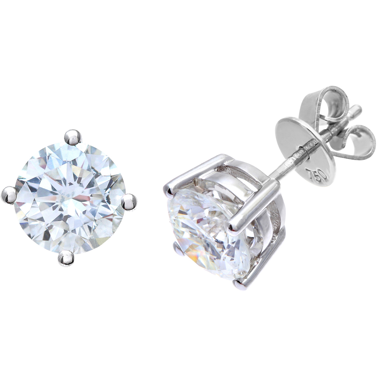 Diamant L’Eternel Womens 18ct White Gold 2.00ct Certified IJ/I Diamond Solitare Earrings – One Size