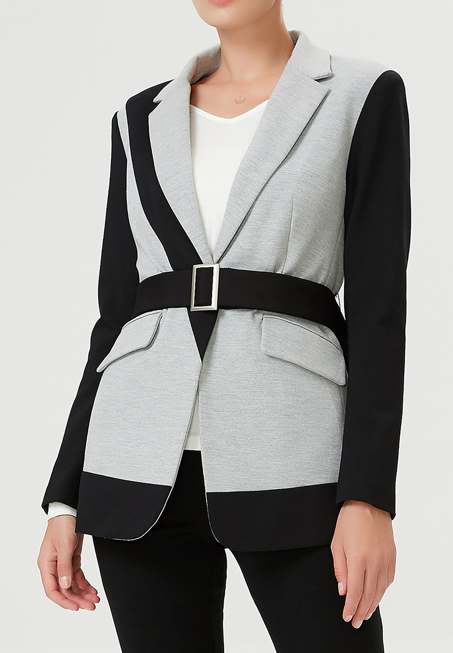 Färgblockad blazer i jersey