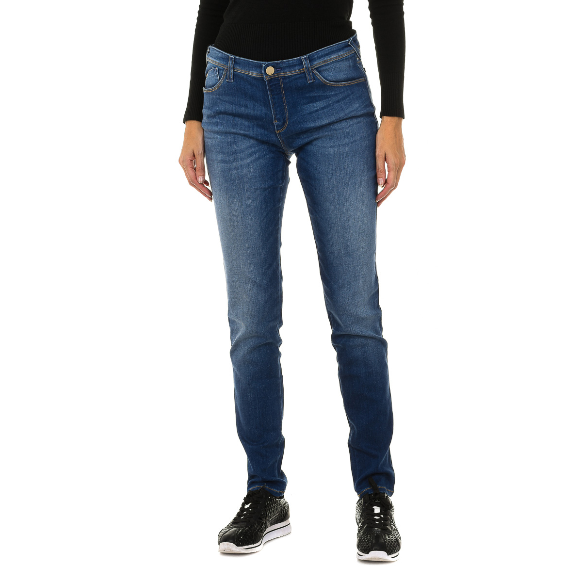 Thumbnail - Lange Denim-Hose aus Stretch-Stoff mit Abnutzungseffekt für Damen 3Y5J28-5D0ZZ