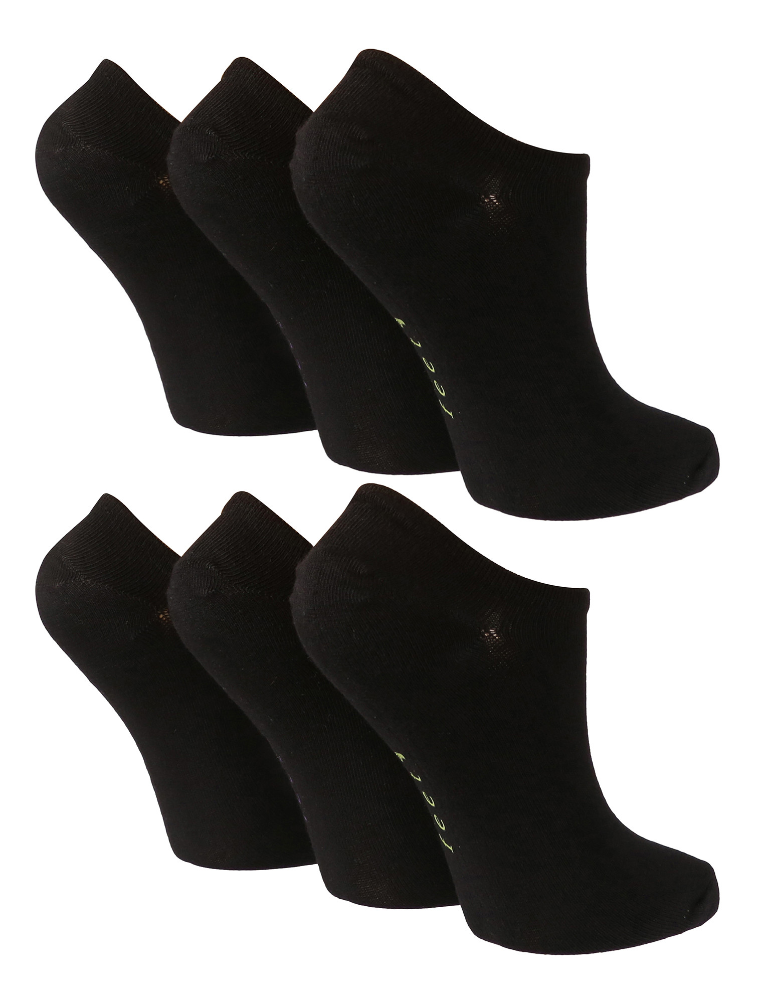 Thumbnail - 6 Pack Womens No Show Training Socken | Wildfeet | Non Slip Invisible Socken - Schwarz