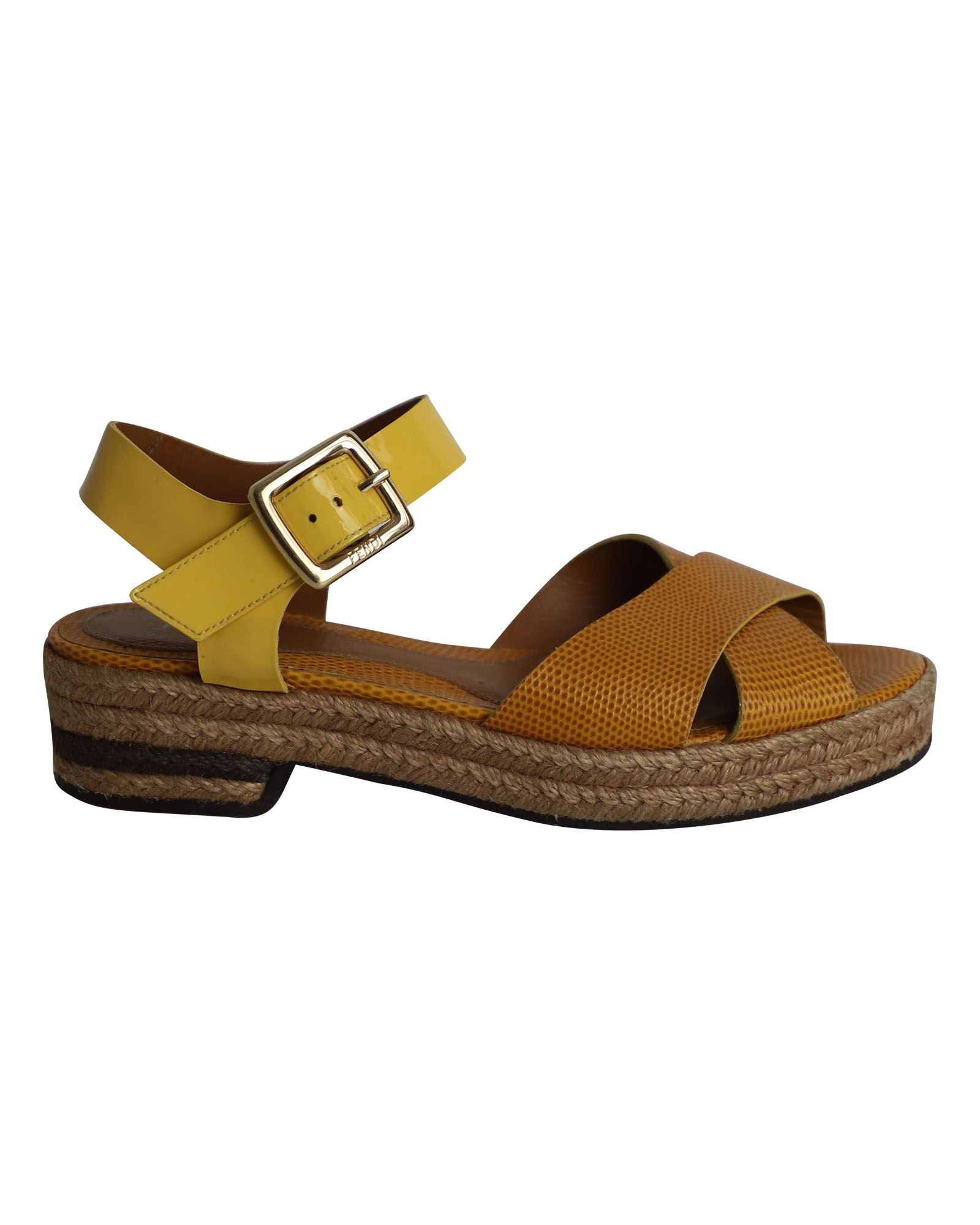 Fendi Cross Ankelrem Sandaler i Multicolor Patenterat Läder