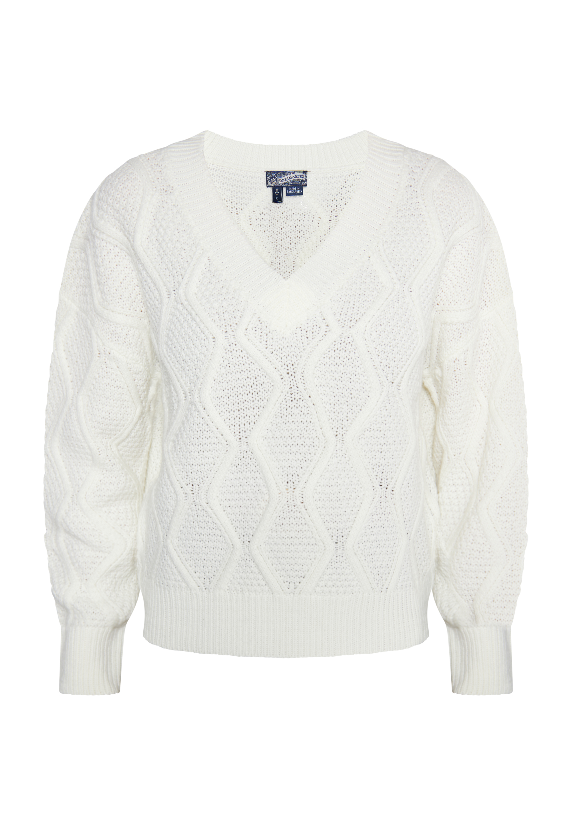 Thumbnail - Dreimaster Strickpullover Damen Wollweiss
