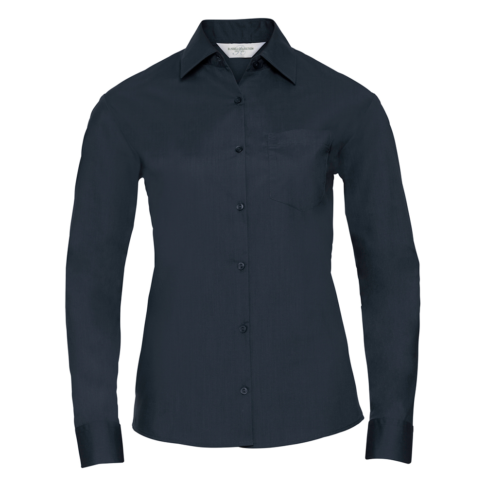 Russell Collection - "Classic" Hemd Pflegeleicht für Damen Langärmlig (Dunkelblau)