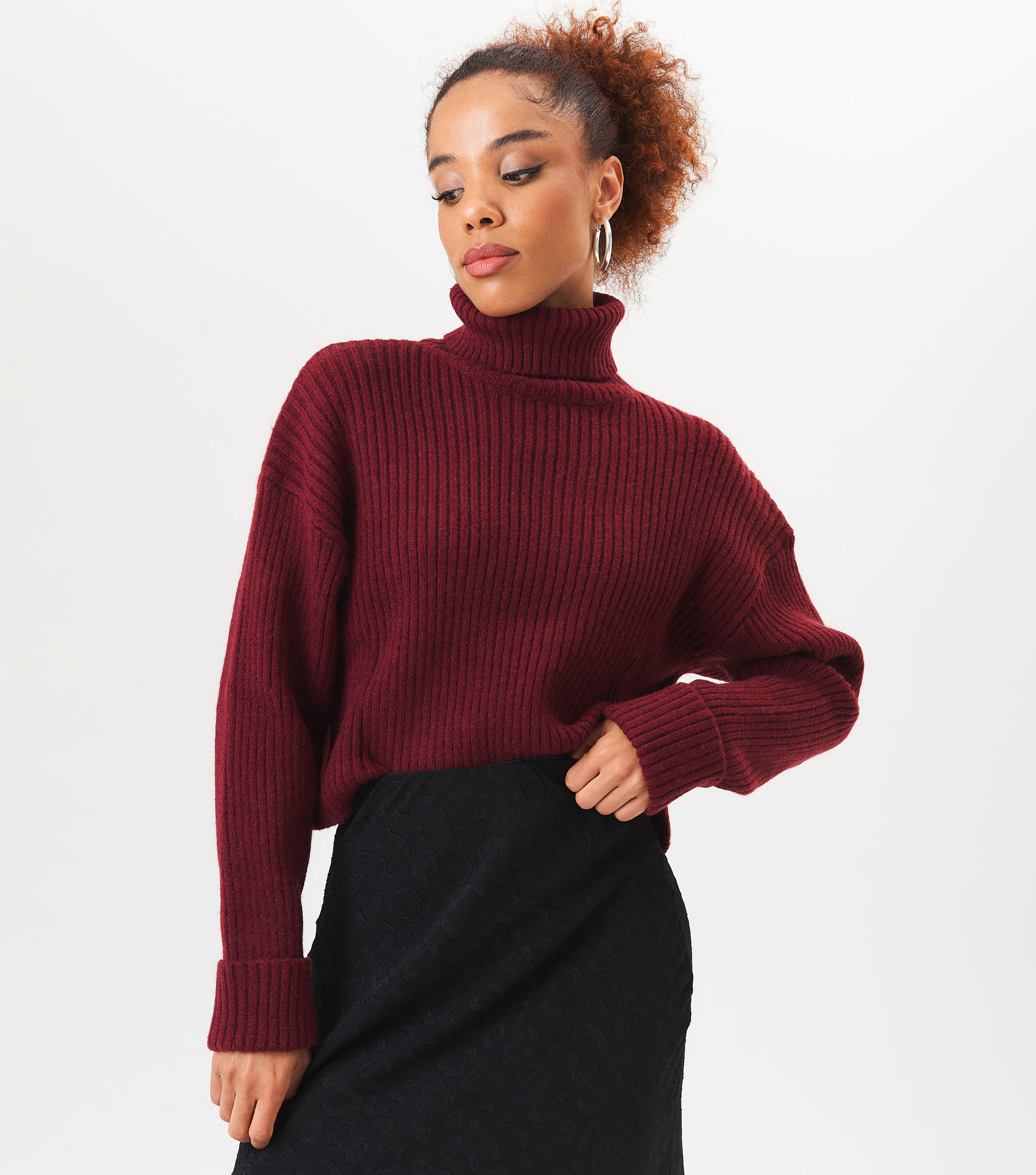 Gini London Chunky stickad tröja med hög hals dam – bild 2