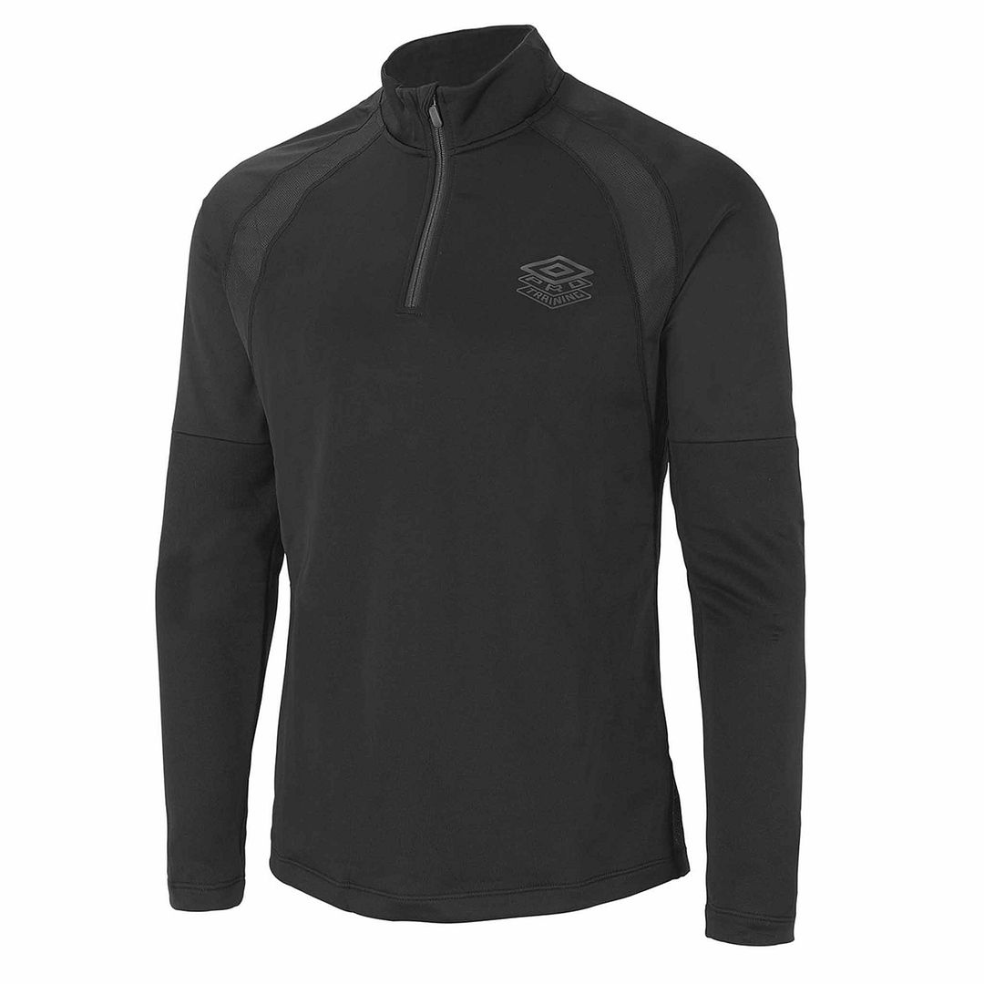 Thumbnail - Umbro -Grafiklogo Langarm schwarz 1/4 Reißverschluss UP Mens Ptf Top 65846g Kmk