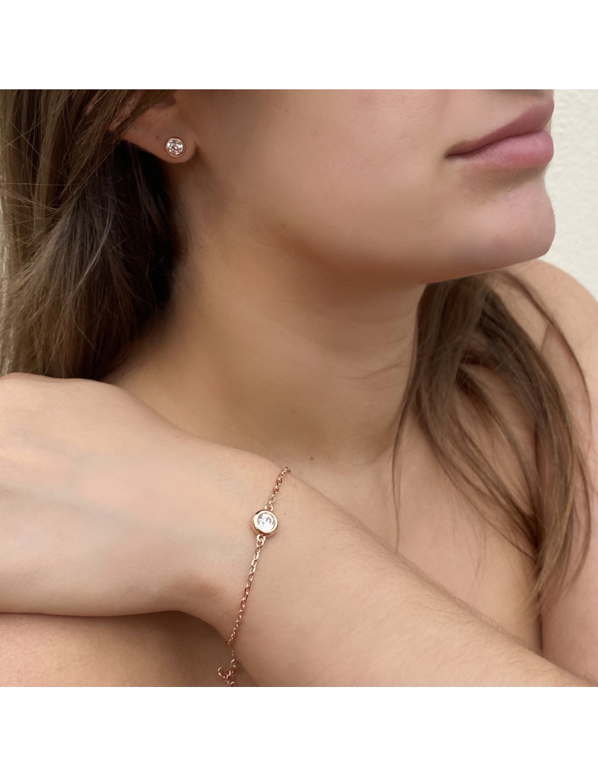 MYC Paris Födelsesten Moon Set roséguld och kristall örhängen dam – bild 2