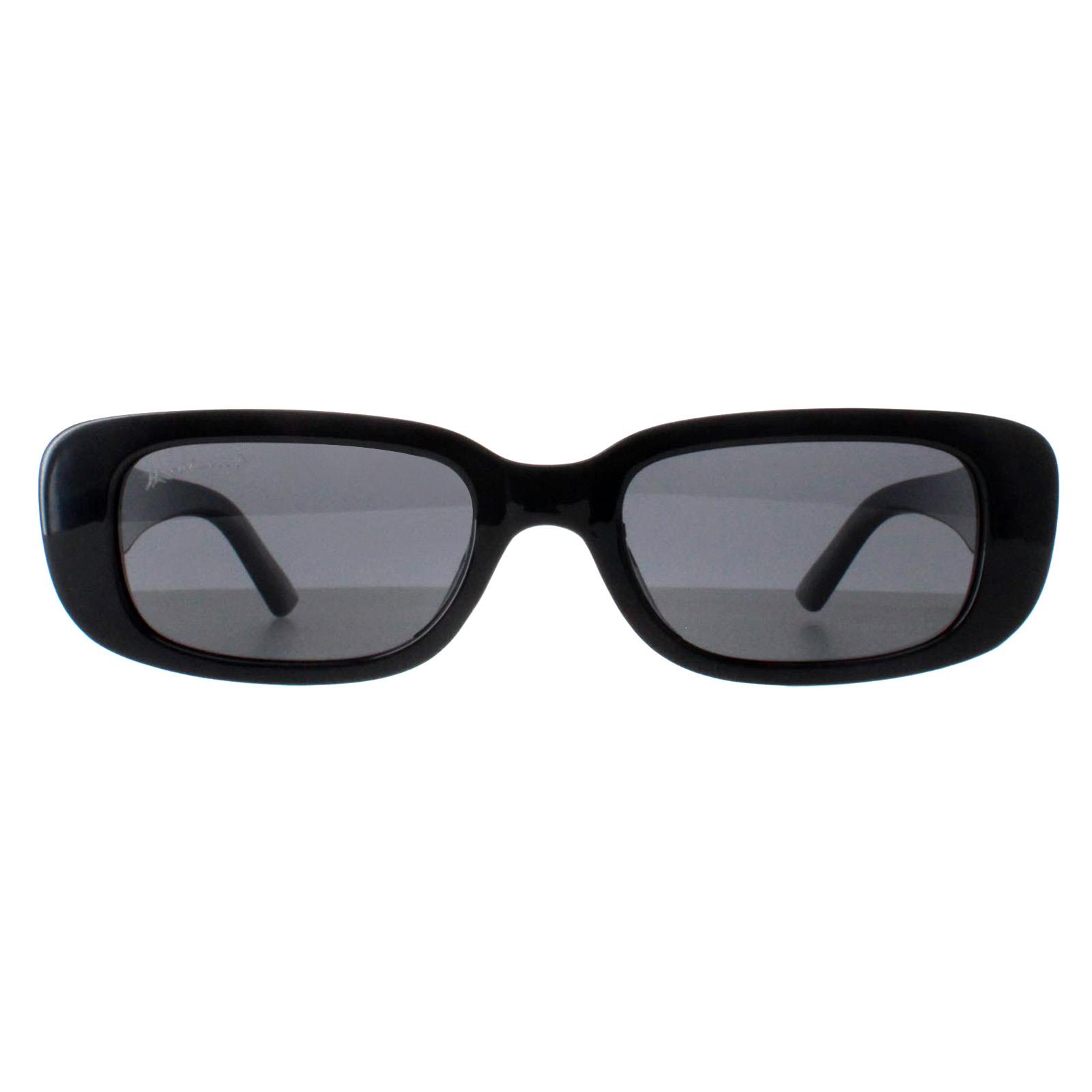 Montana Rectangle Womens Shiny Black Smoke Polarized MP65 - One Size