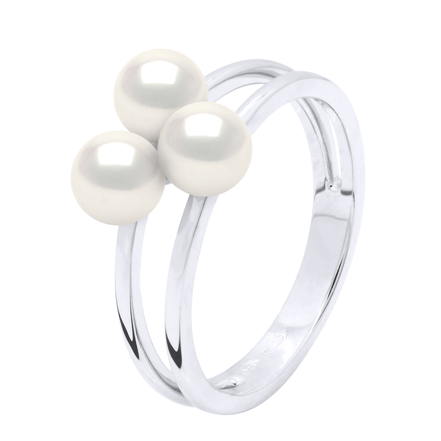 Thumbnail - Ring Trilogy - 3 echte Süßwasser-Zuchtperlen rund 5-6 mm