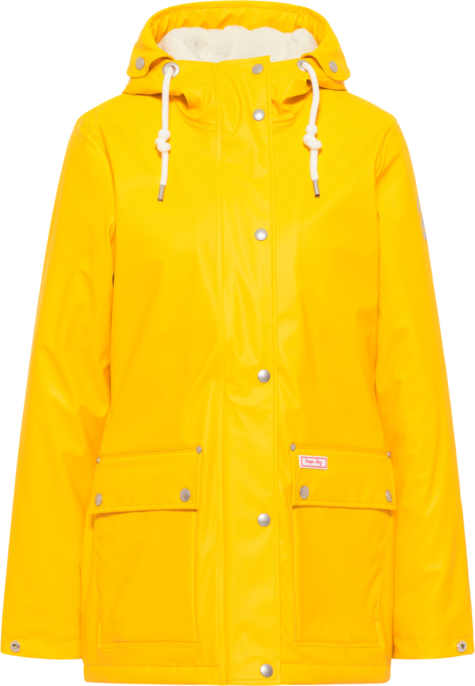 Mymo Regenjacke Mit Kunstfell-Innenfutter Damen Sonnengelb