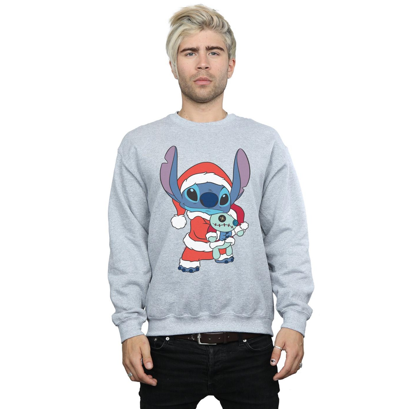 Disney Mens Lilo And Stitch Stitch Christmas Sweatshirt (Sports Grey) herr – bild 2