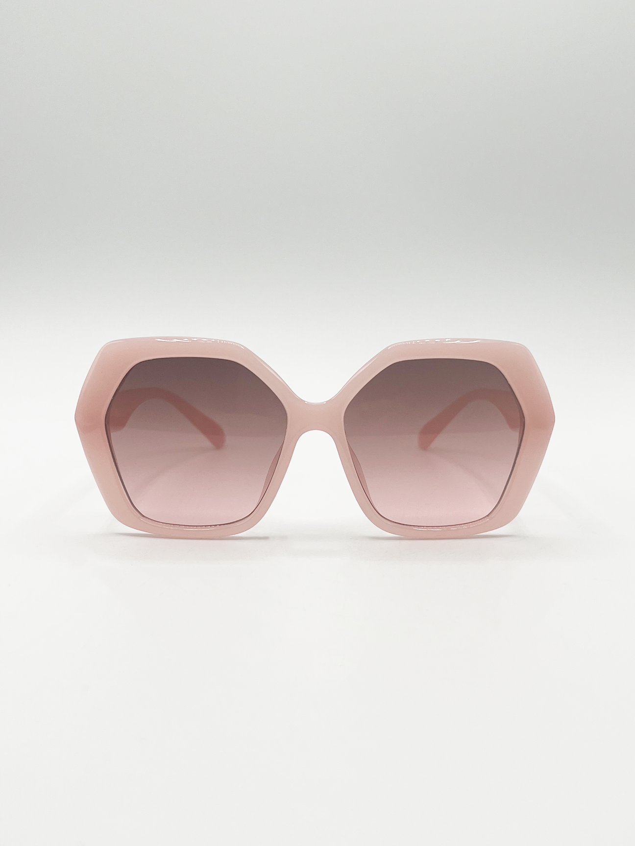 SVNX Womens Oversized Rounded Angular Sunglasses Pink - One Size