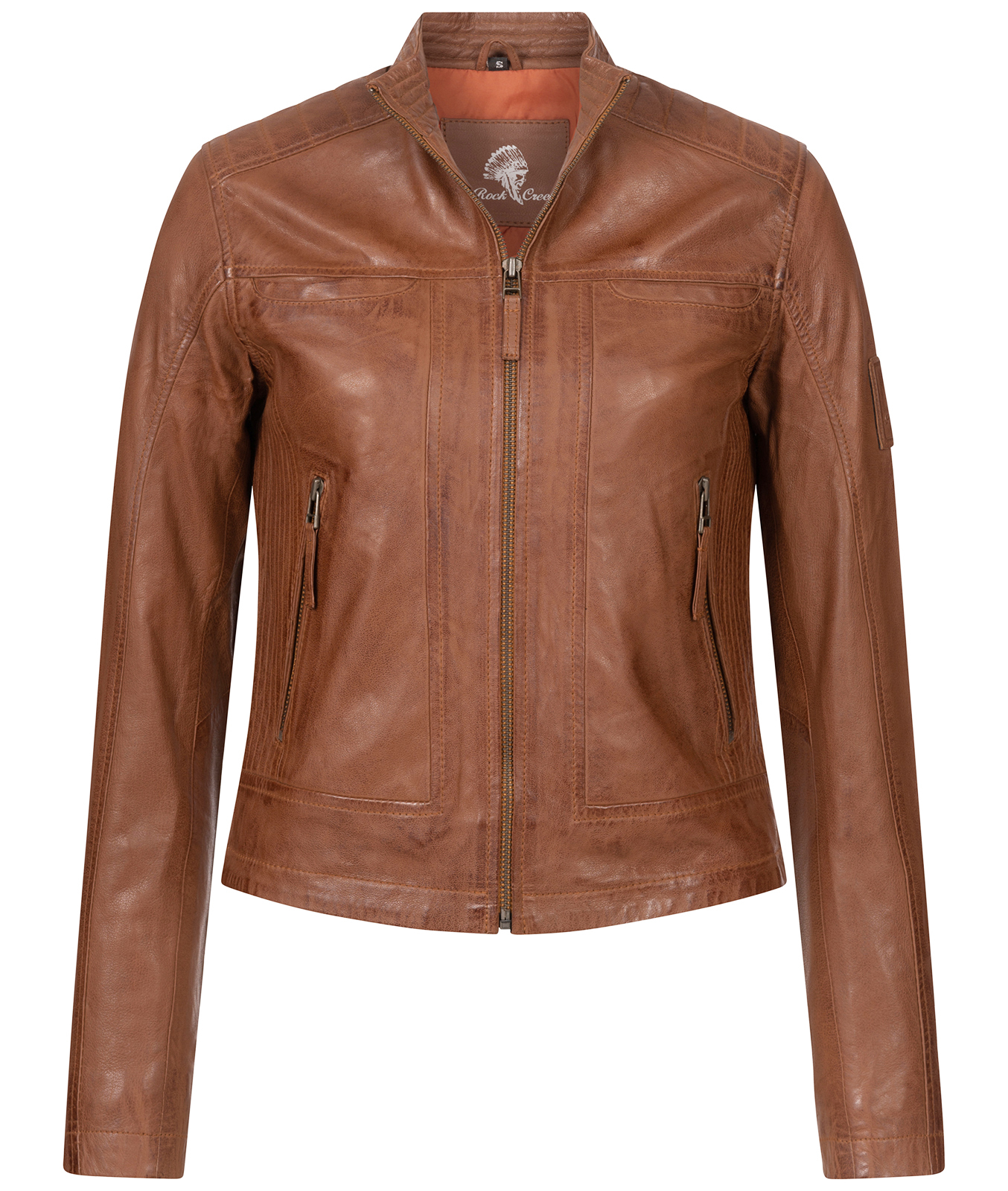 Thumbnail - Rock Creek Lederjacke Hellbraun