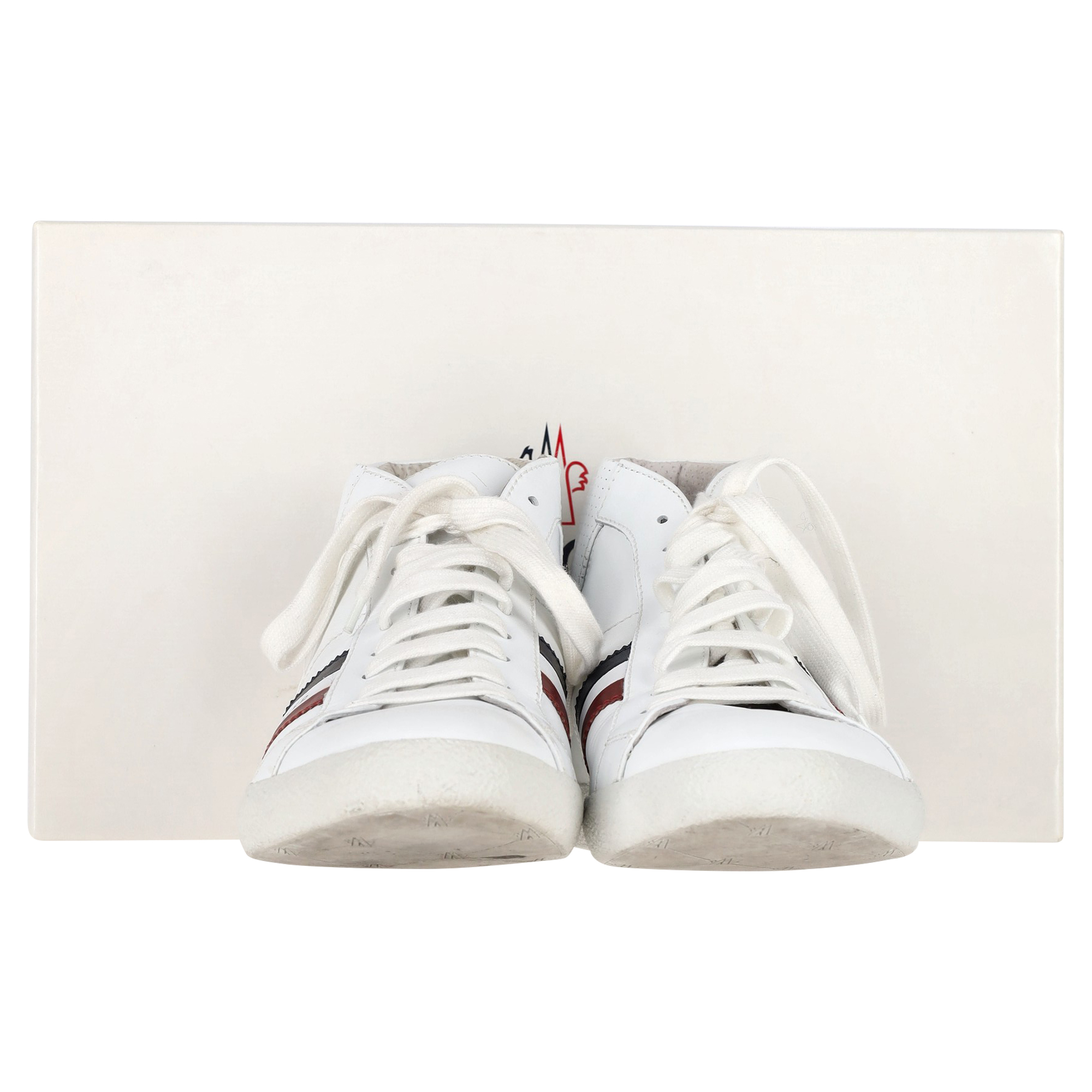 Moncler Pre-owned Moncler Monte Carlo Randiga Högtoppssneakers i Vitt Läder herr – bild 2