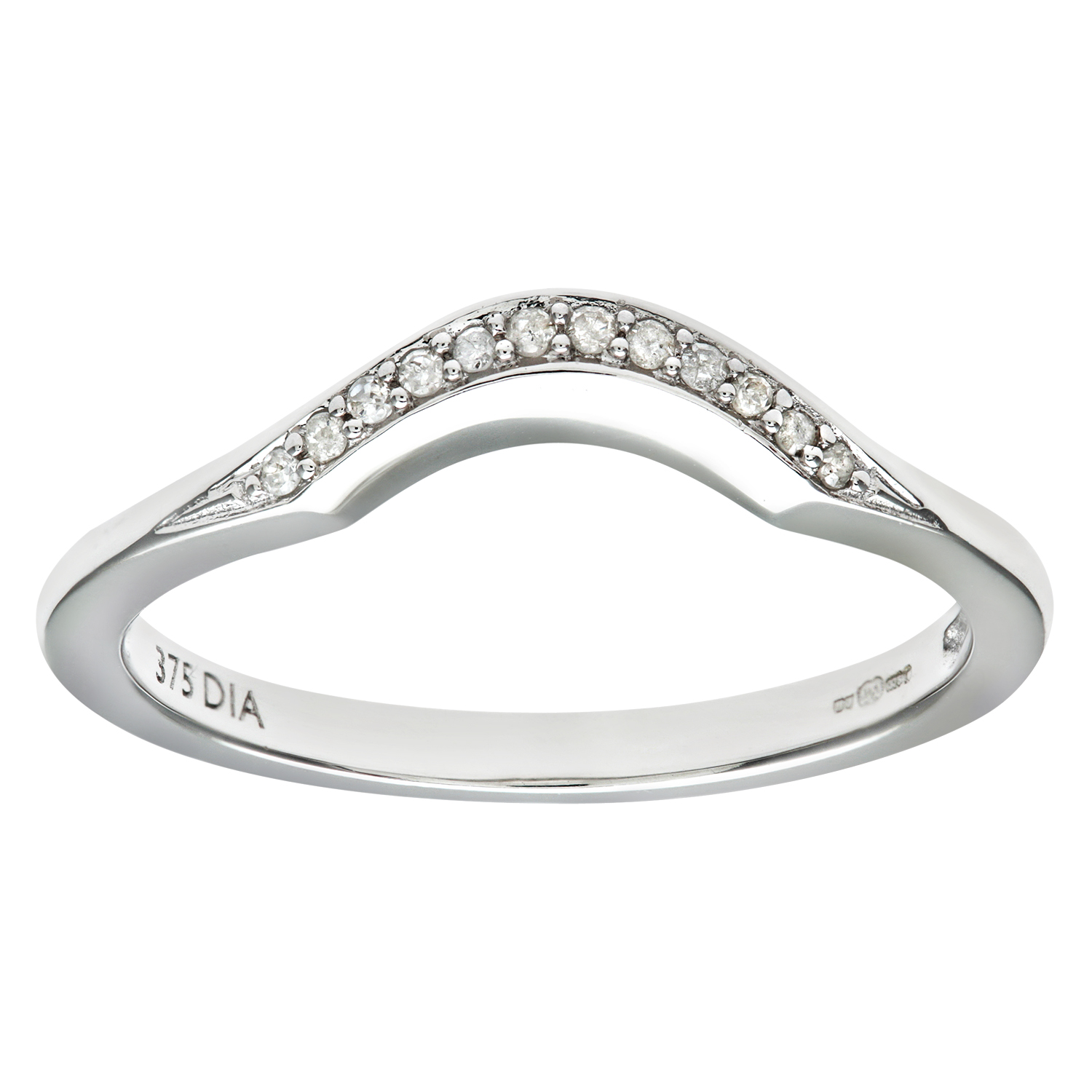 Diamant L’Eternel Womens 9ct White Gold Diamond Wishbone Eternity Ring – Size P