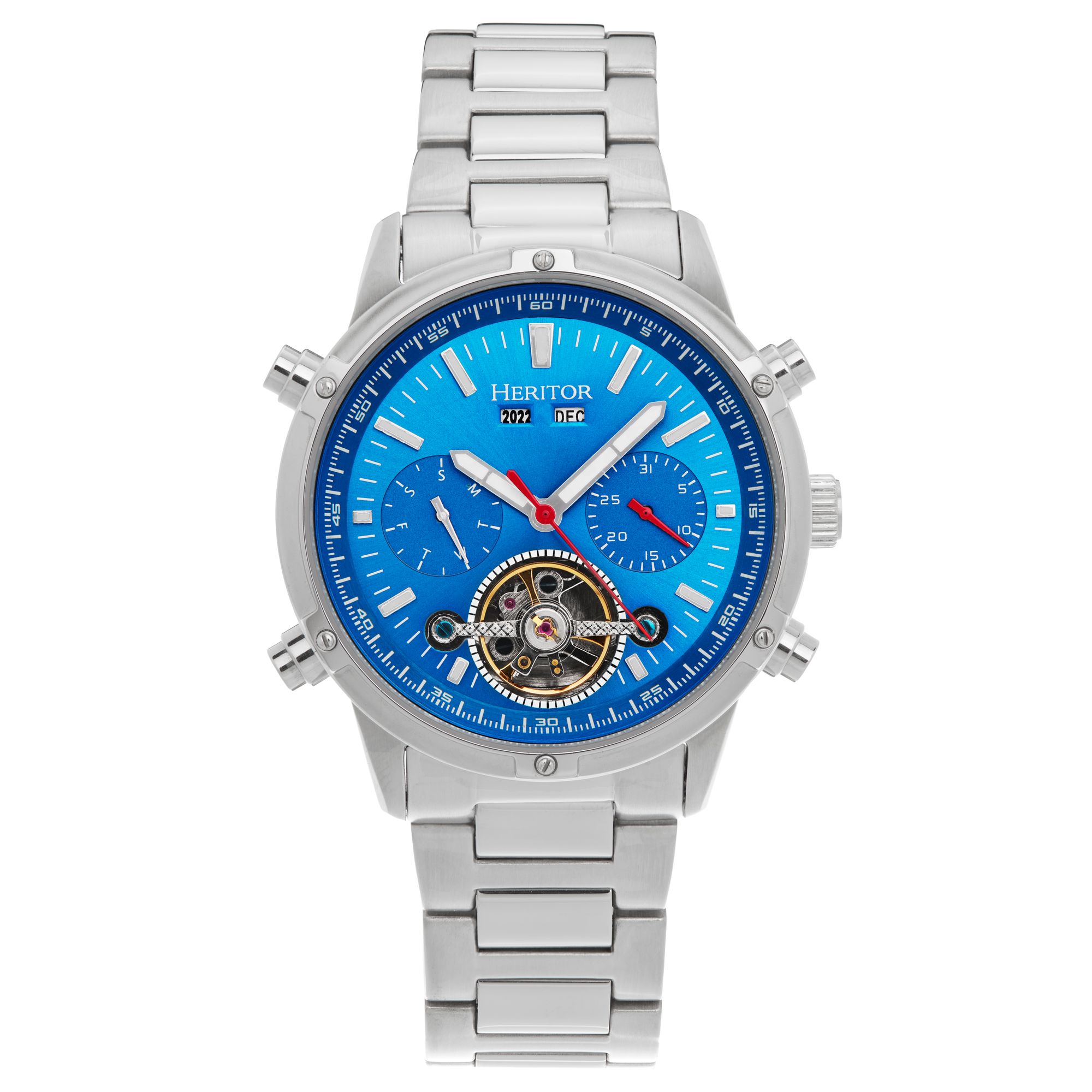 Thumbnail - Montre-bracelet semi-squelette automatique Heritor Wilhelm avec jour/date