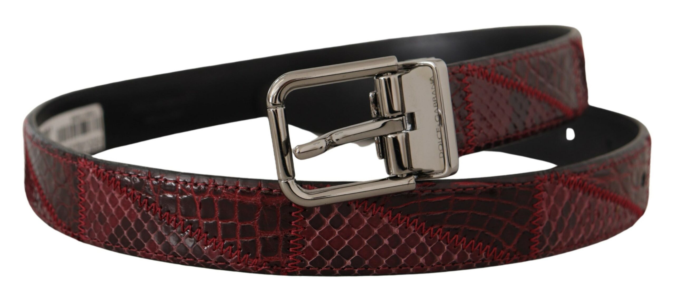 Dolce & Gabbana WoMens Red Exotic Leather Metal Logo Buckle Belt - Size 75 cm