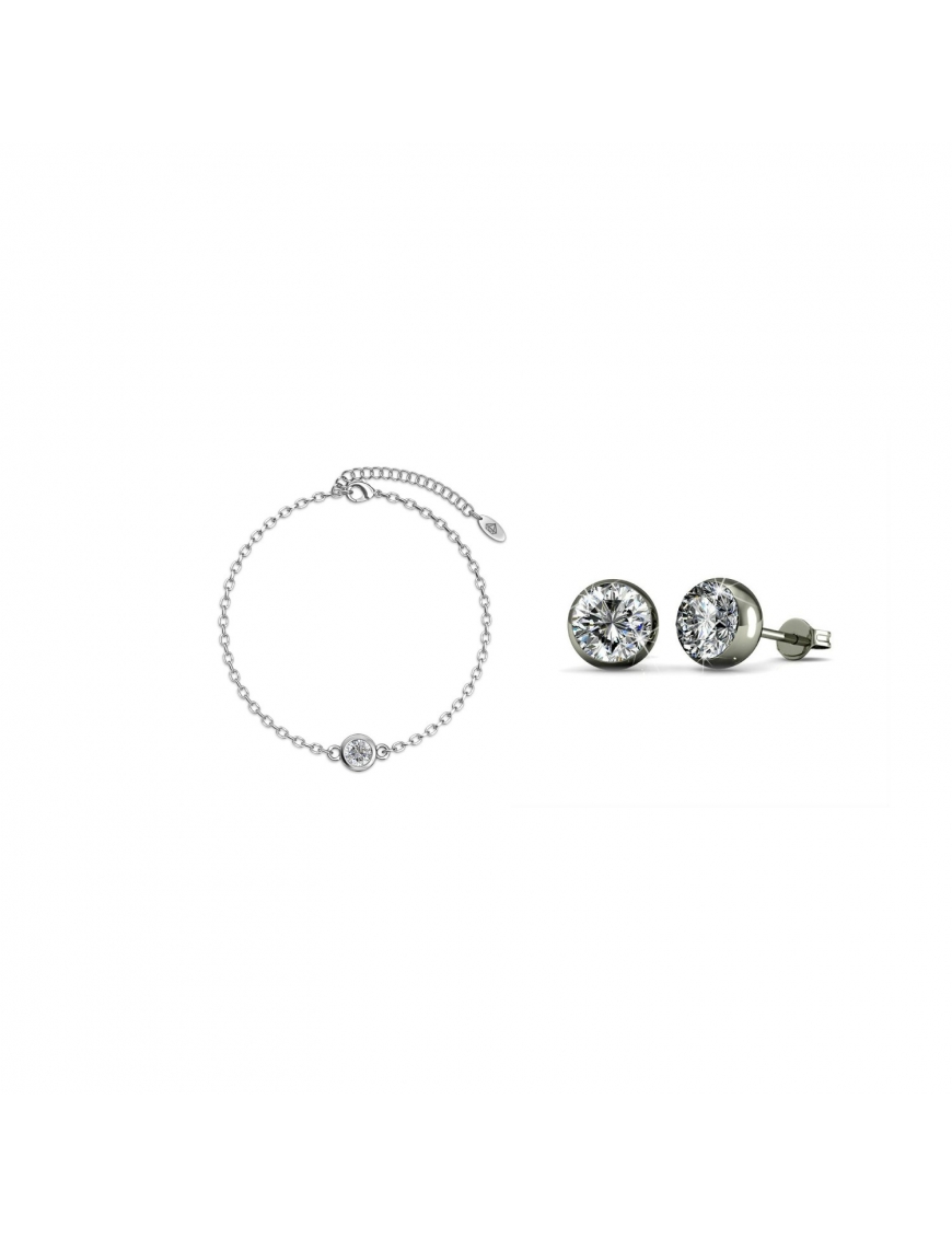 Thumbnail - Geburtsstein Mond Set - Silber und Kristall