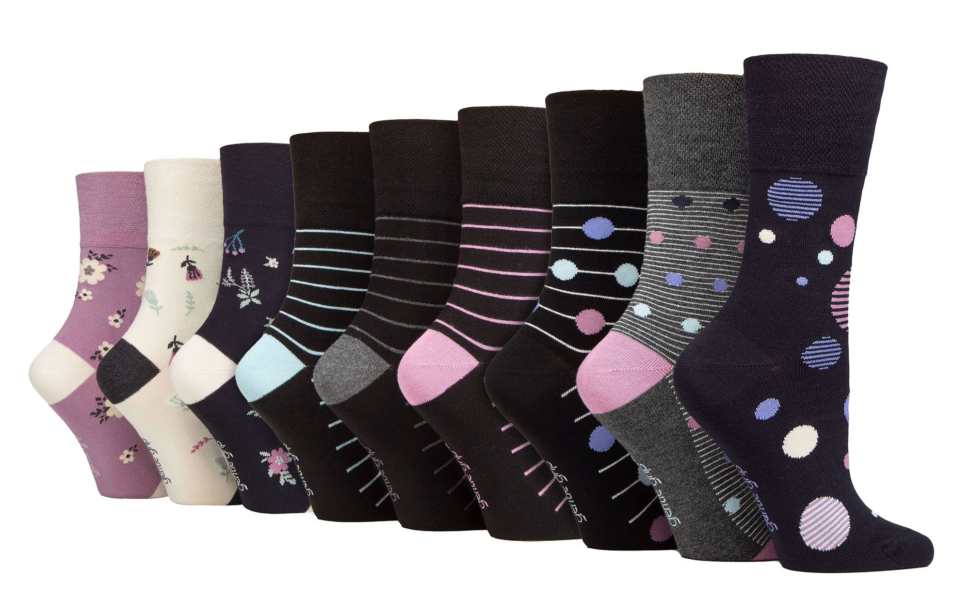 Thumbnail - 9 Pack Bambus Socken Damen | Gentle Grip | Extra Wide Soft Top nicht elastische Socken - SOLRM423738