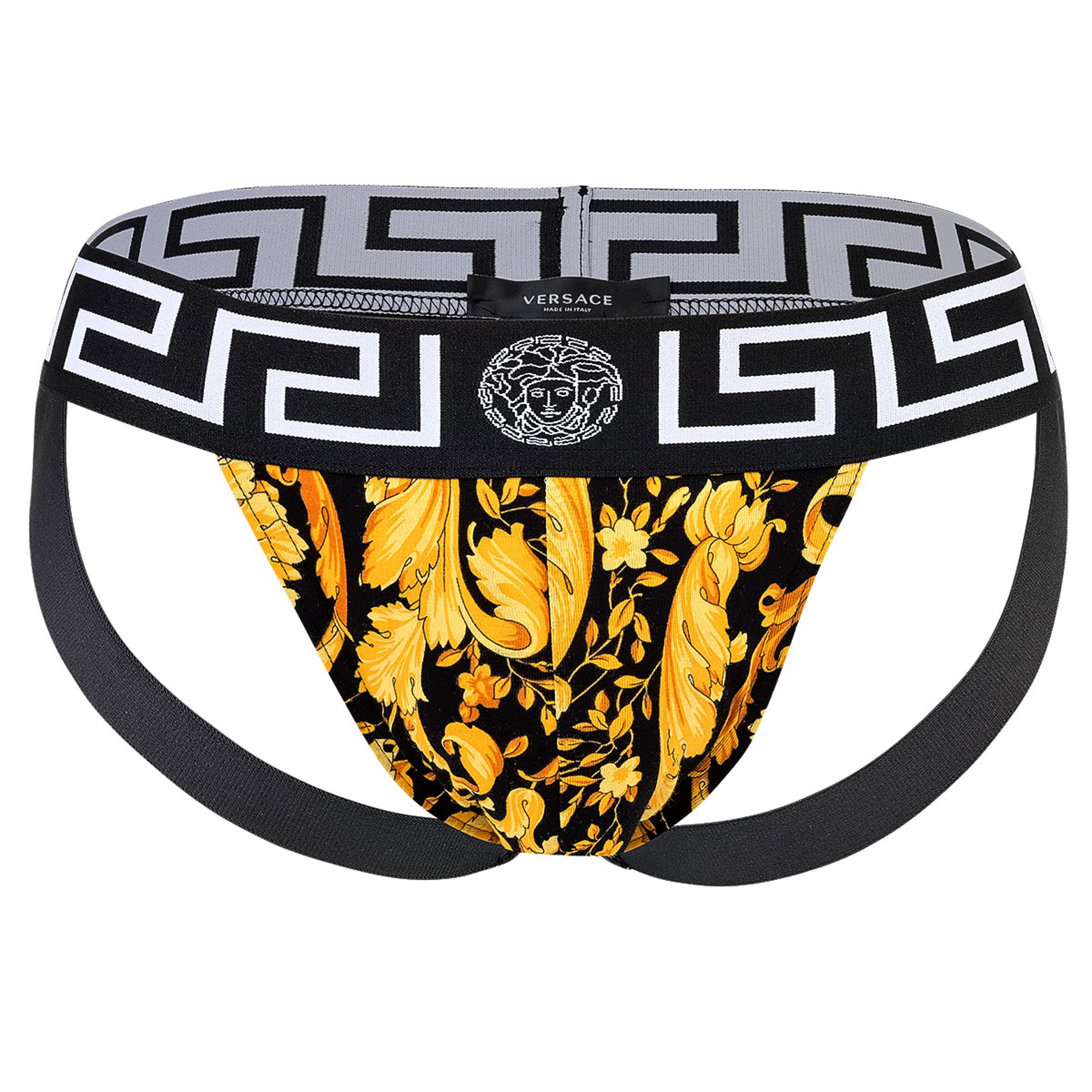 Thumbnail - Versace  Stretch Organic Jersey Barocco  All Over Jockstrap