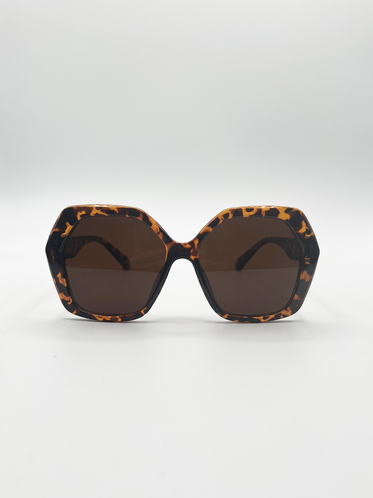SVNX Womens Oversized Rounded Angular Sunglasses in Tortoiseshell - Brown - One Size