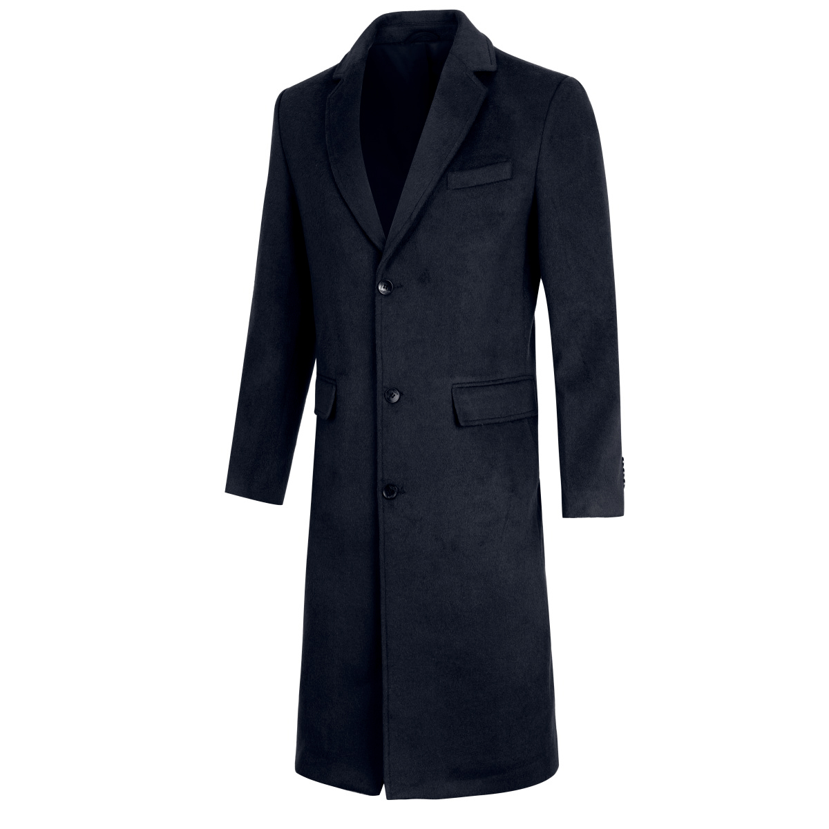 Allthemen Knälång vinterullrock för män Slim Fit Turn-Down Collar Business Coats herr – bild 2