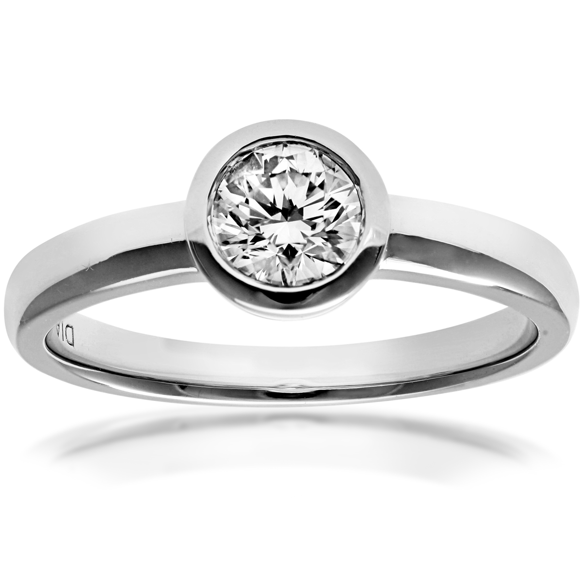 Diamant L’Eternel Womens 18ct White Gold 0.50ct Round Brilliant Cut Certified Diamond Solitare Ring – Size P