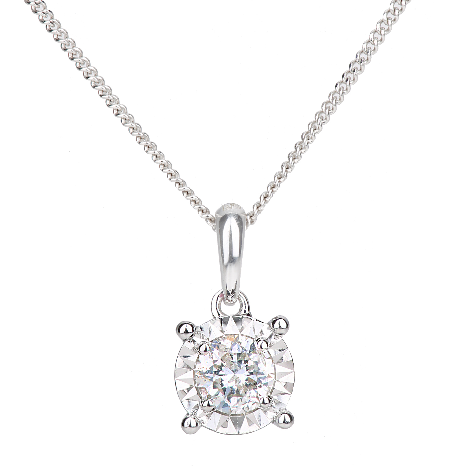 Diamant L’Eternel Womens 18ct White Gold Pendants With 0.3ct Diamond – One Size