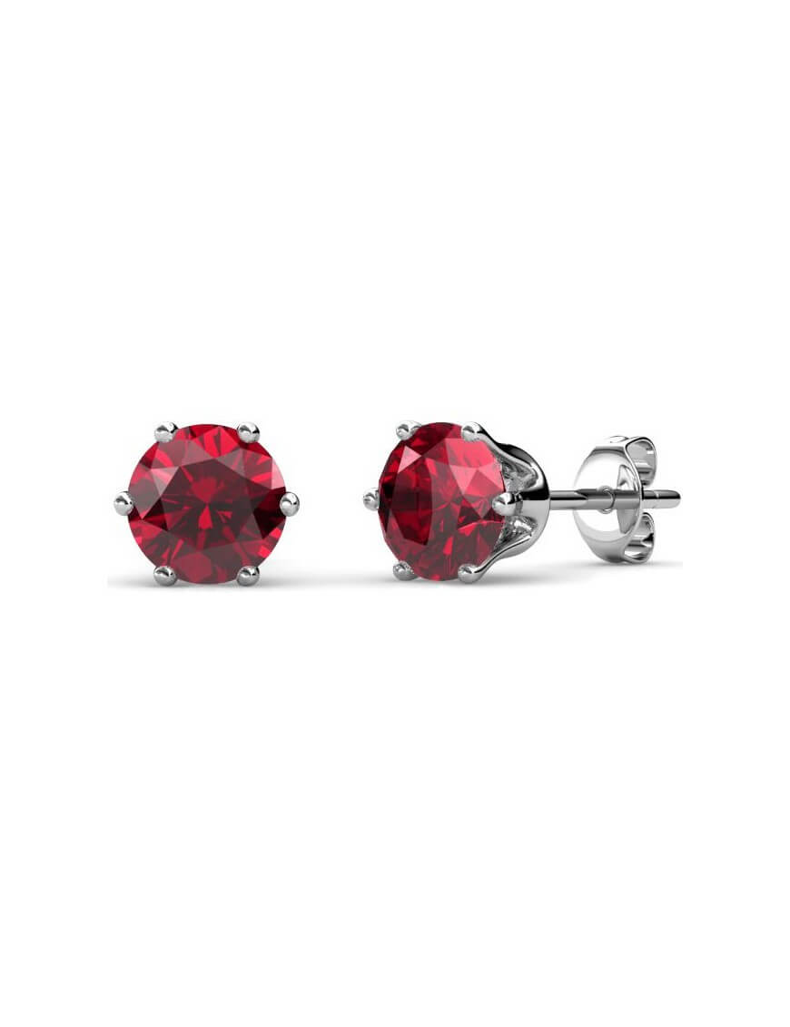 Thumbnail - Geburtsstein-Januar-Ohrringe - Silber und Rot