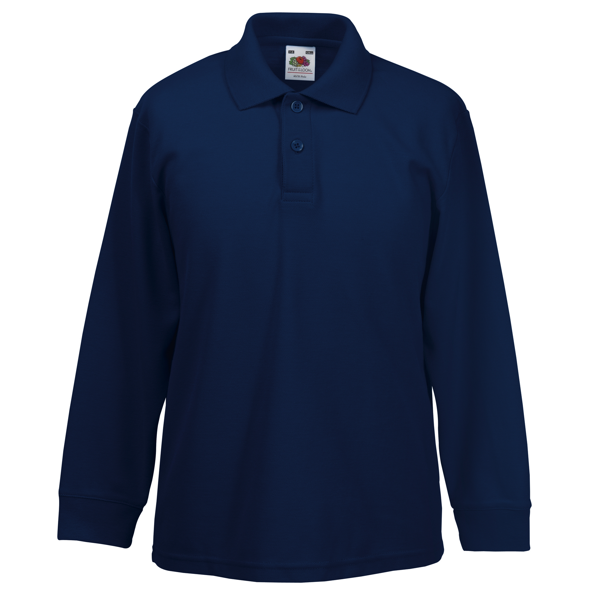 Fruit of the Loom Kinder Polo Shirt, Langarm (Dunkles Marineblau)