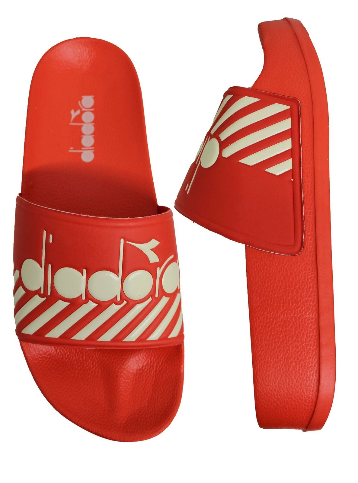 Diadora Serifos 90 Wide Barra Red Slide Mens Slip On Flip Flop Sliders C7847