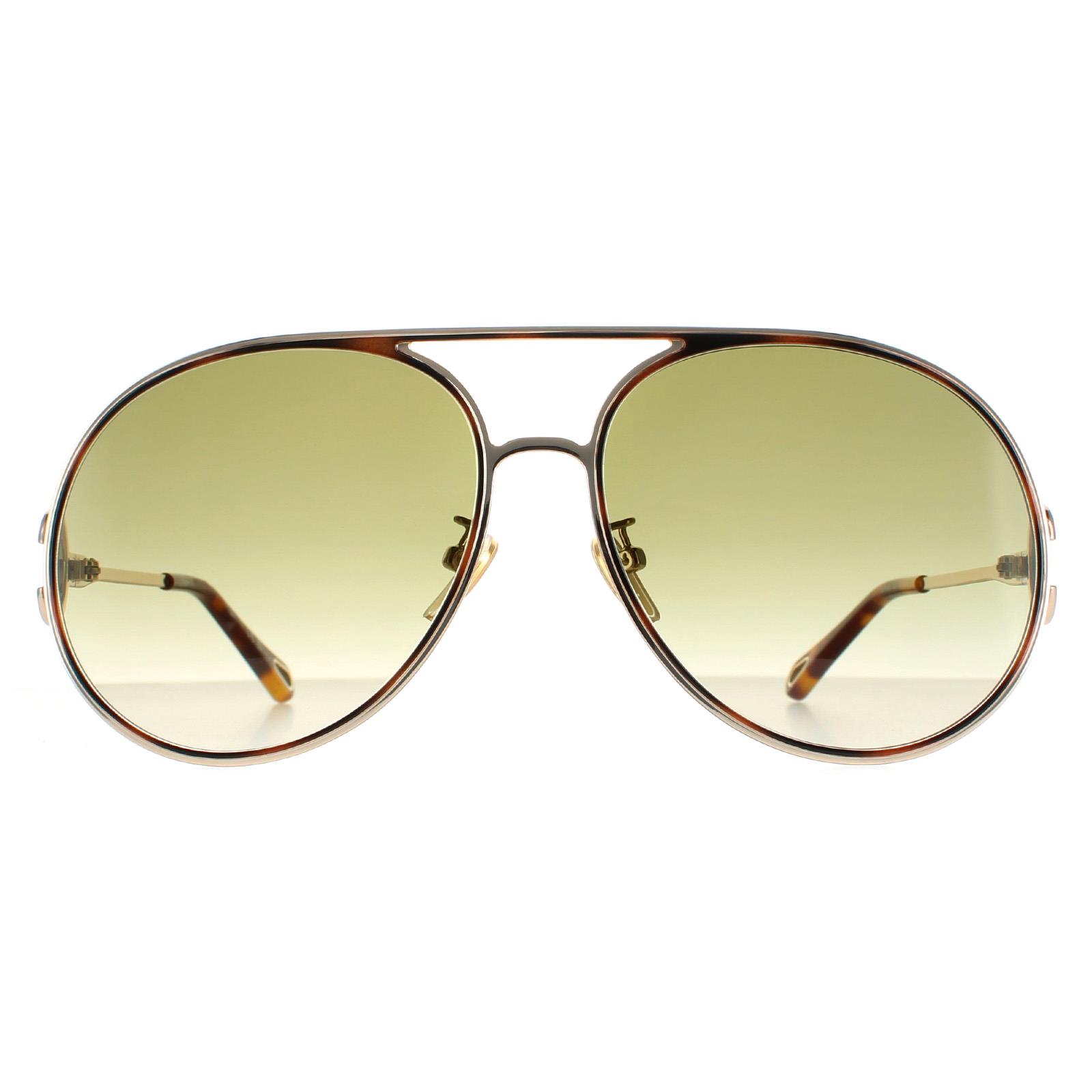 Chloé Chloe Aviator Womens Gold Blue Brown Gradient Sunglasses Metal (archived) – One Size