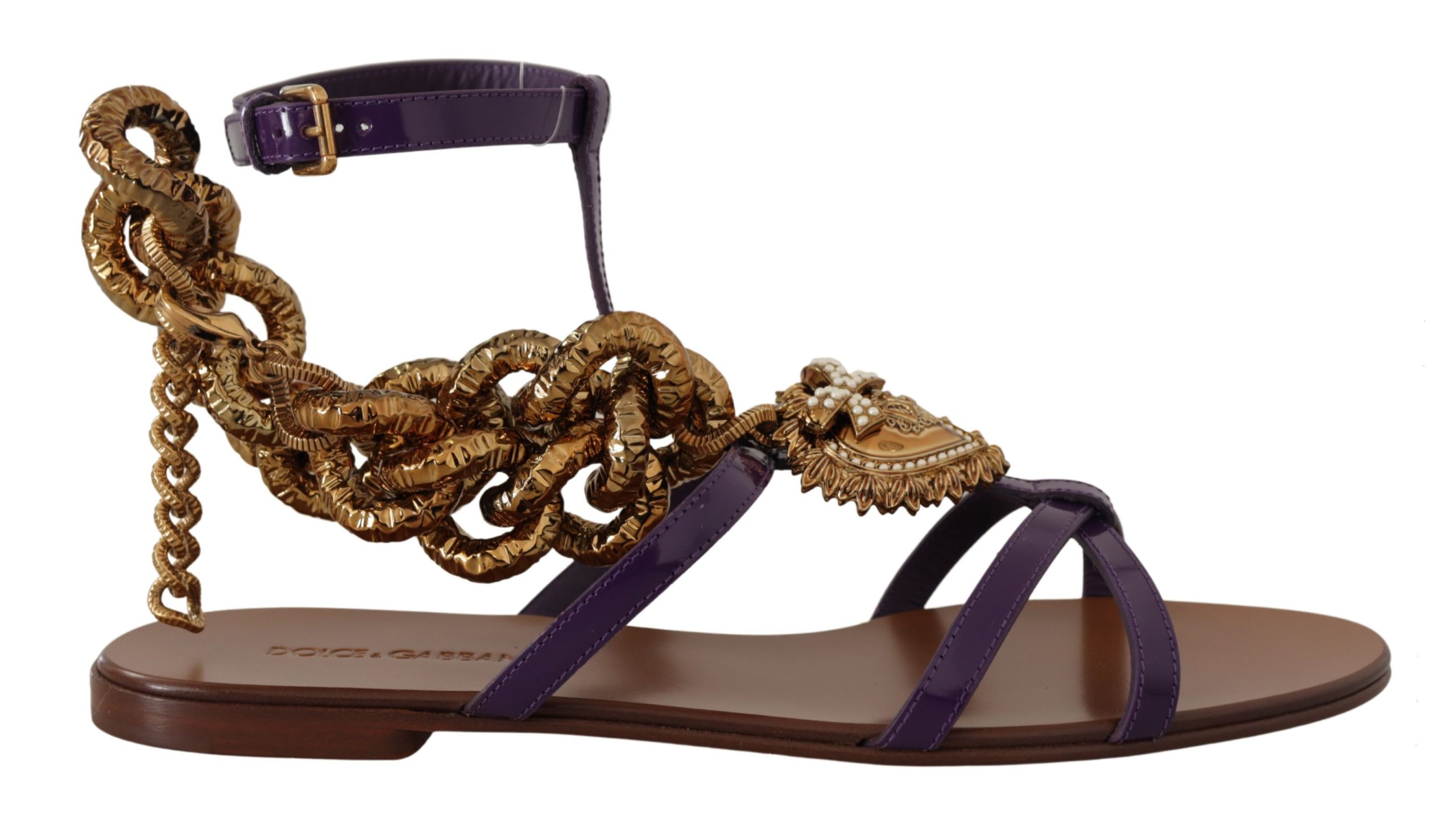 Thumbnail - Dolce & Gabbana Damen Lila Leder Devotion Sandalen