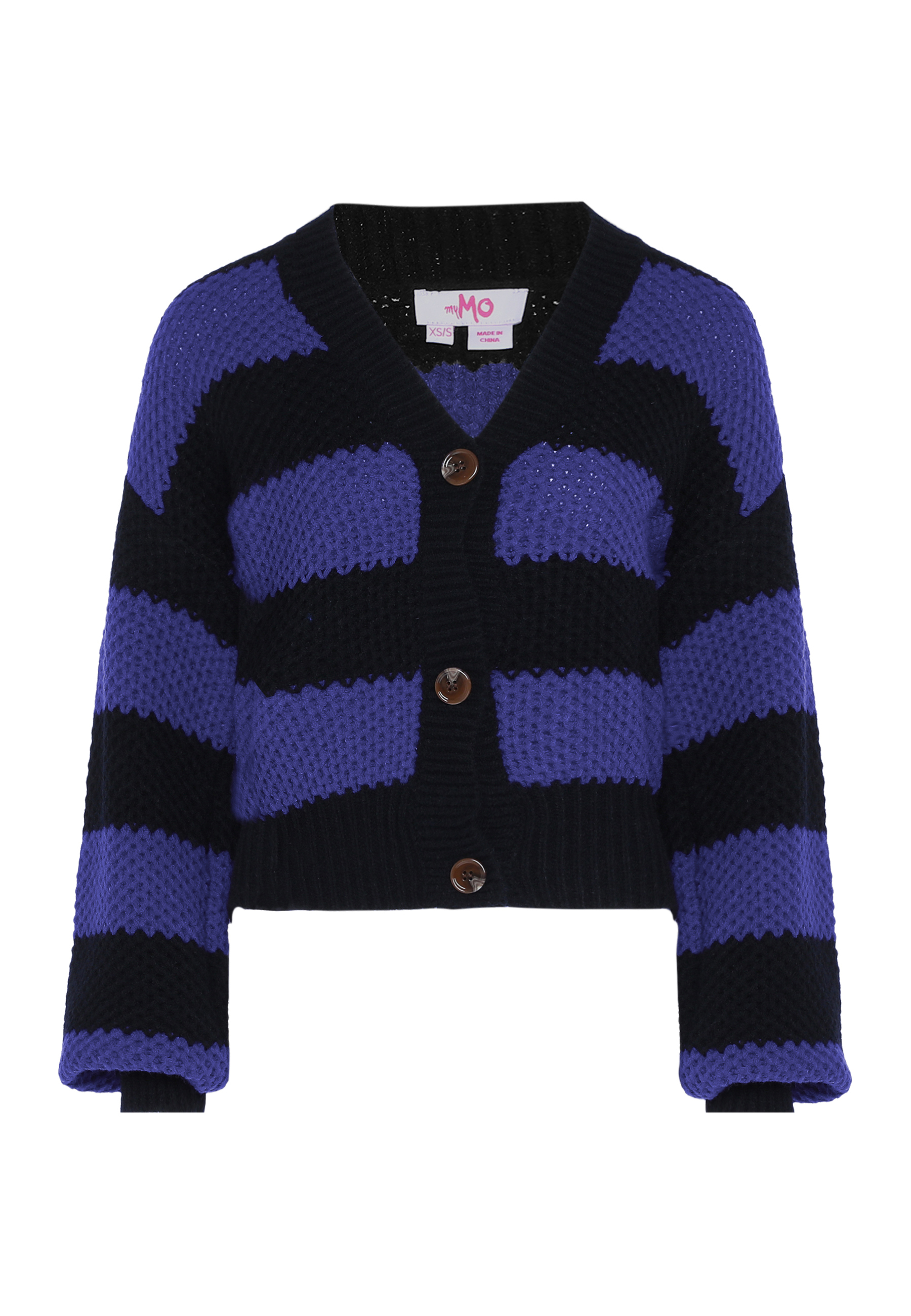 Thumbnail - Mymo Strickjacke Damen Schwarz Königsblau