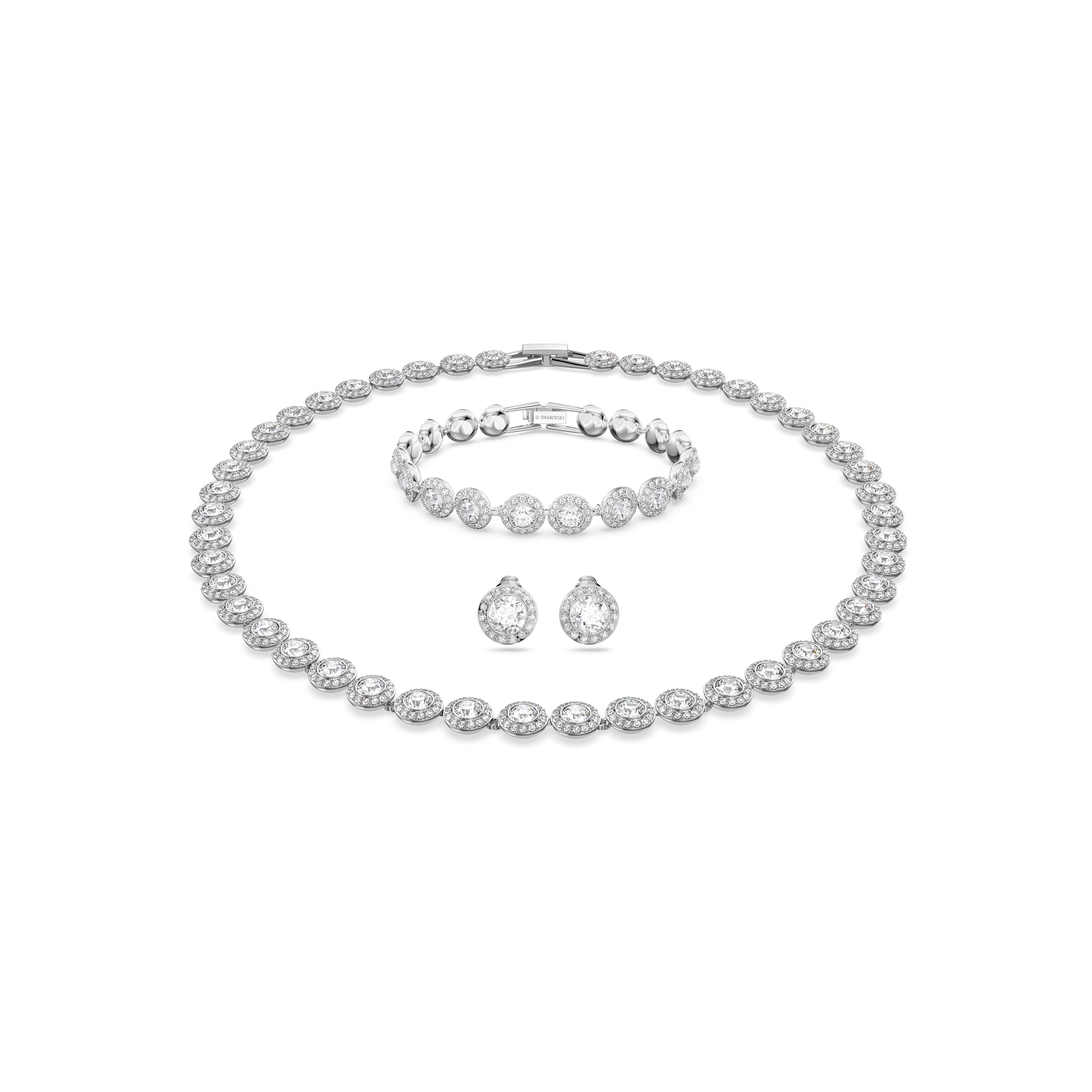Swarovski ‘Angelic’ WoMens Base Metal Set: Bracelet + Necklace – Silver 5367853 Metal (archived) – One Size