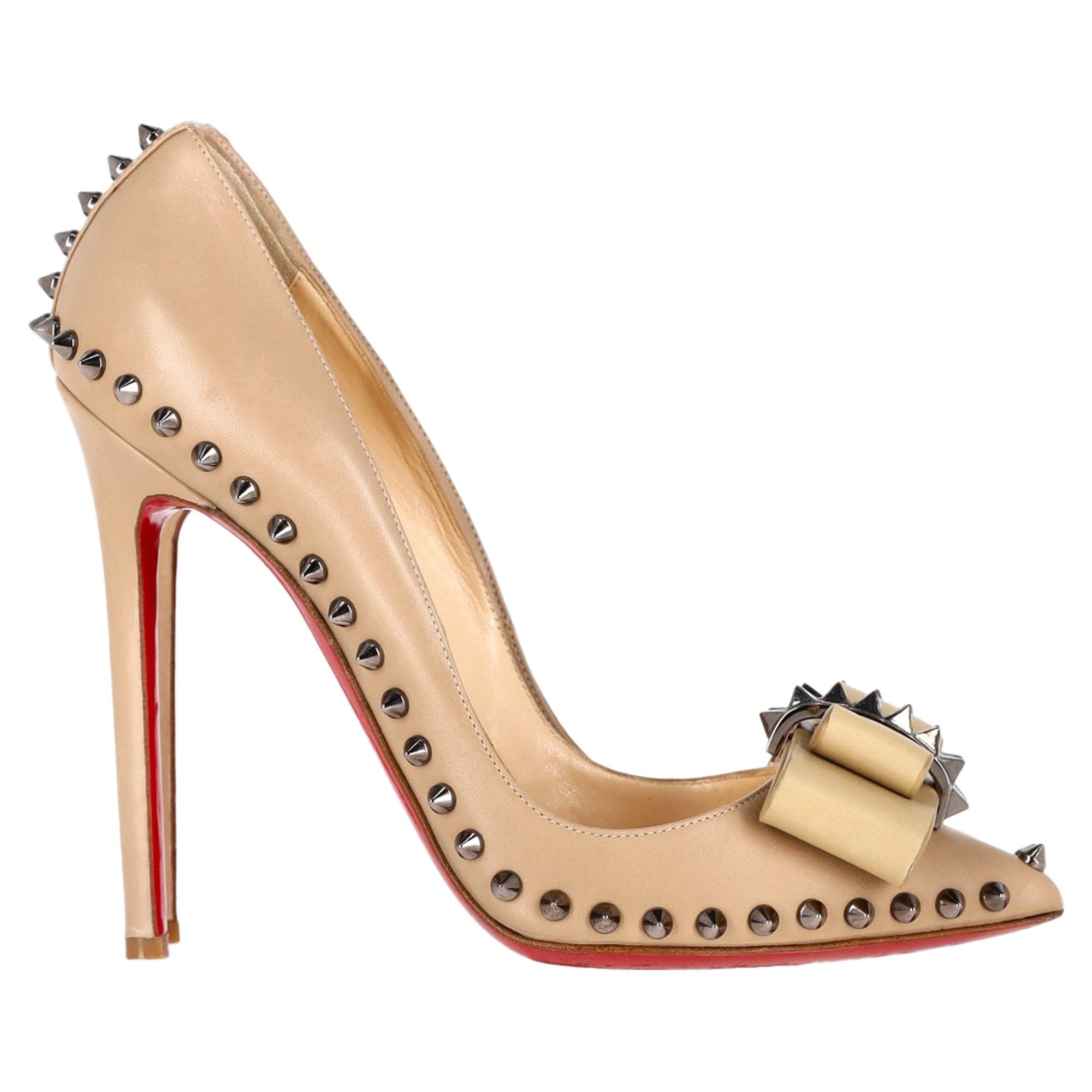 RED HEELS 「Lucifer / Decision」 Christian Louboutin Lucifer 120 Spiked Pumps in Nude Leather