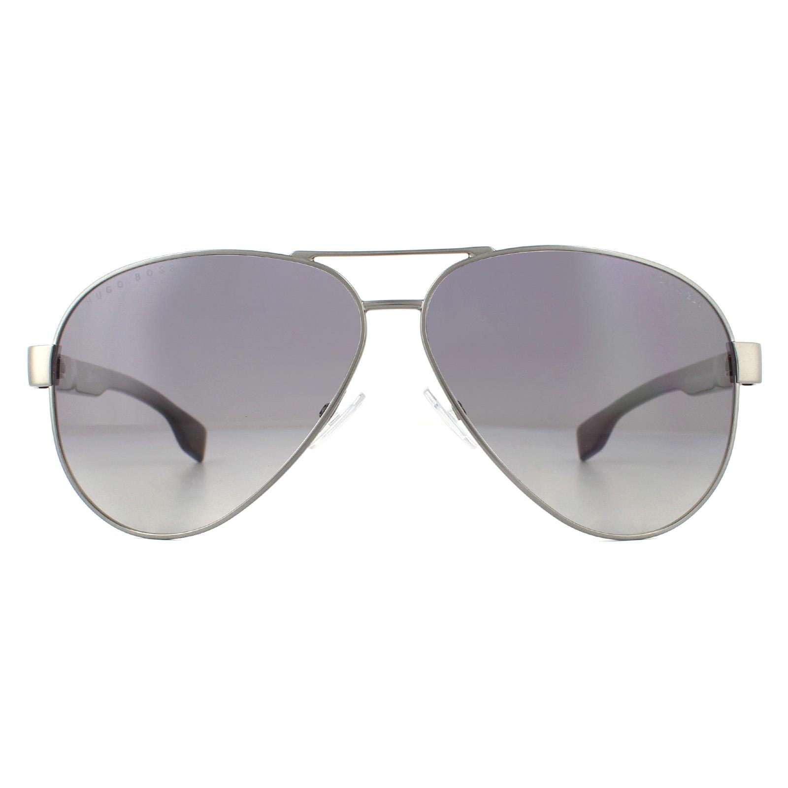 Hugo Boss Mens Sunglasses 1241/S R80 WJ Matte Dark Ruthenium Grey Gradient Polarized Metal - One Size