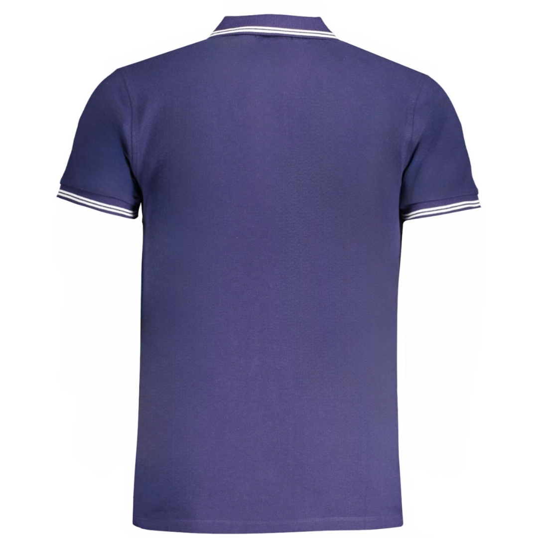 Cavalli Class Tipped Collar Vit Logo Marinblå Polo T-shirt herr – bild 2