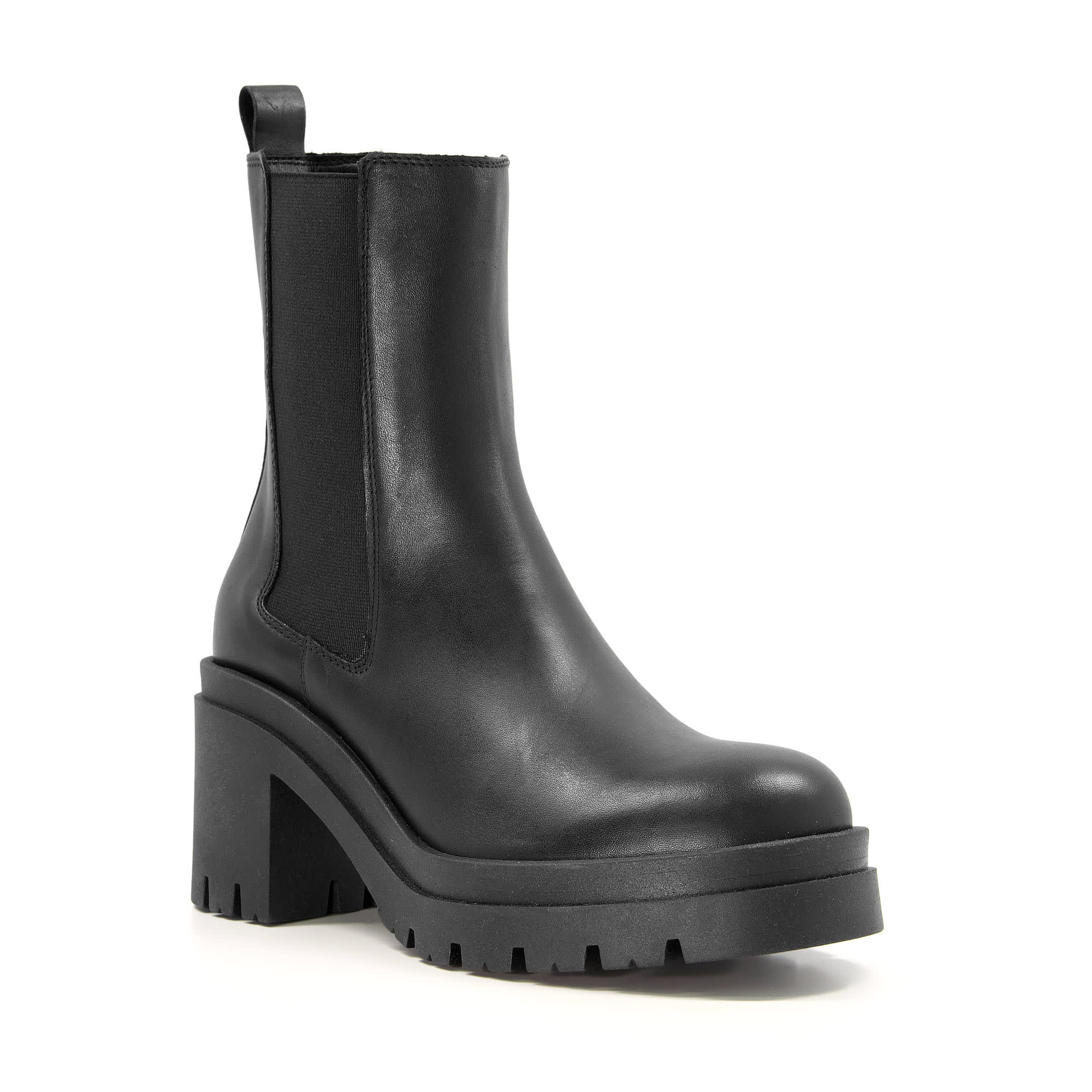 Dune London Womens Ladies Prized - Leather Flared-Heel Ankle Boots - Black Leather (archived) - Size UK 7